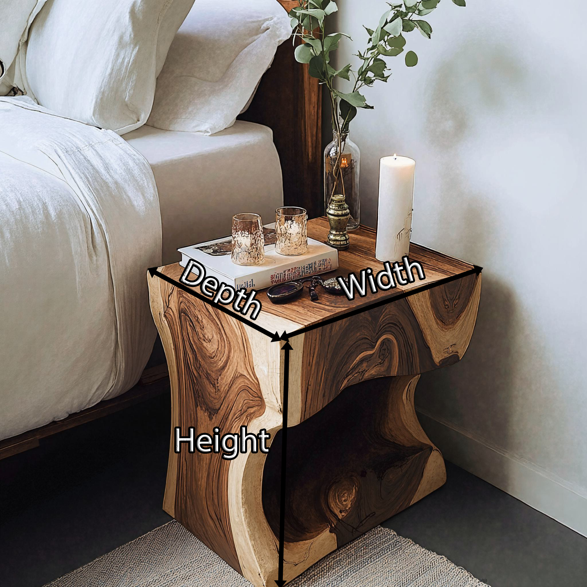 Live Edge End Table Rustic End Table SILDTEN083