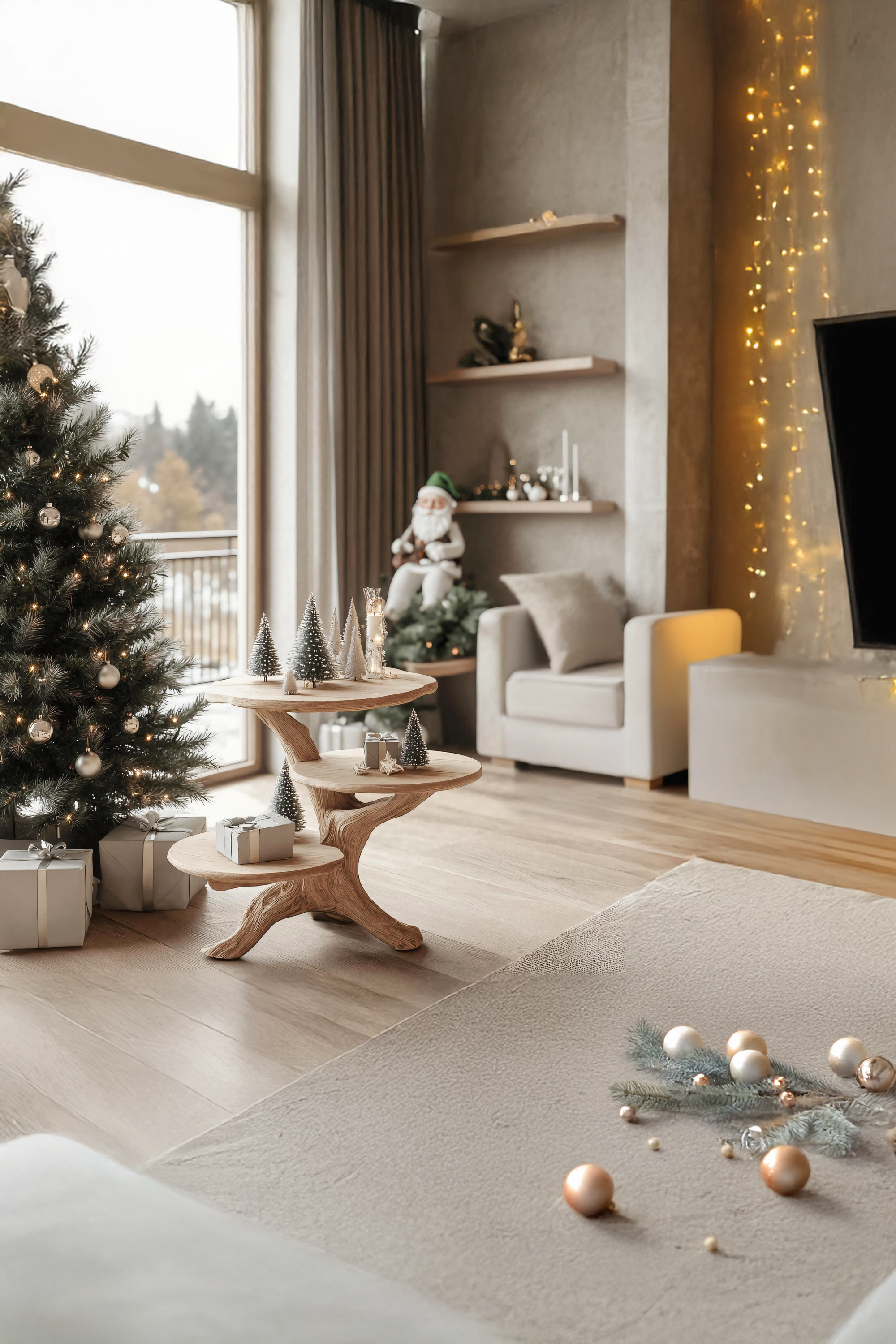 Rustic Solid Wood End Table For Entryway Design Xmas Wall Display SILDTTRENC020