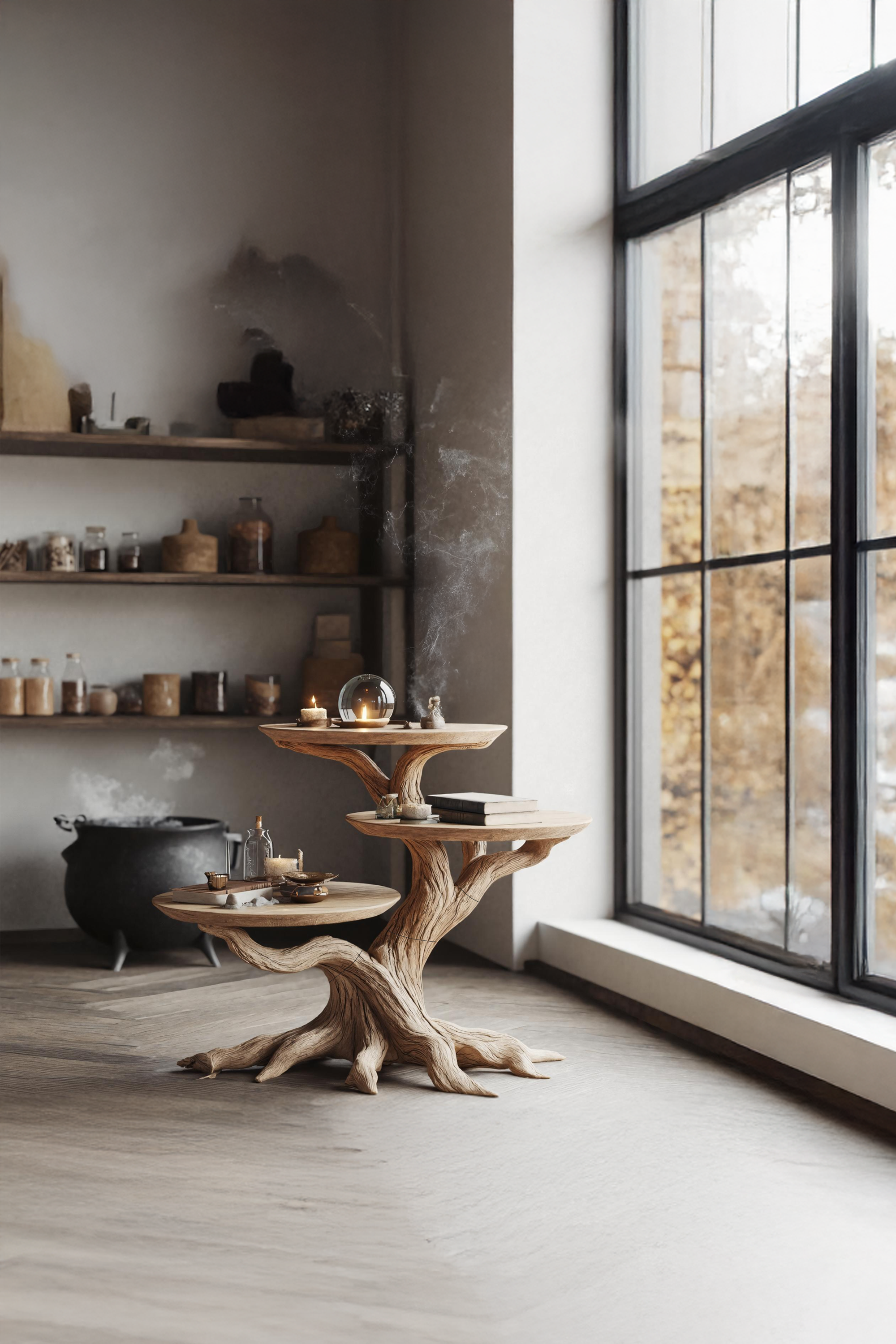 Farmhouse Round End Table For Living Room Decor Haunted Home Accent SILDTTRHEN006