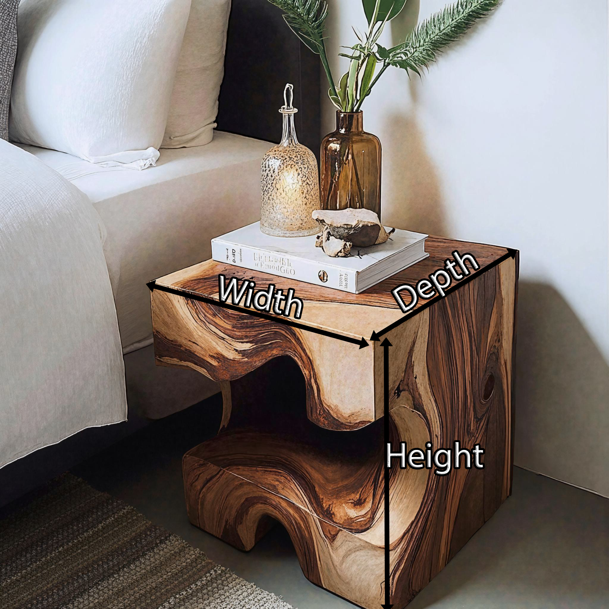 Live Edge End Table Rustic End Table For Bedroom SILDTEN084