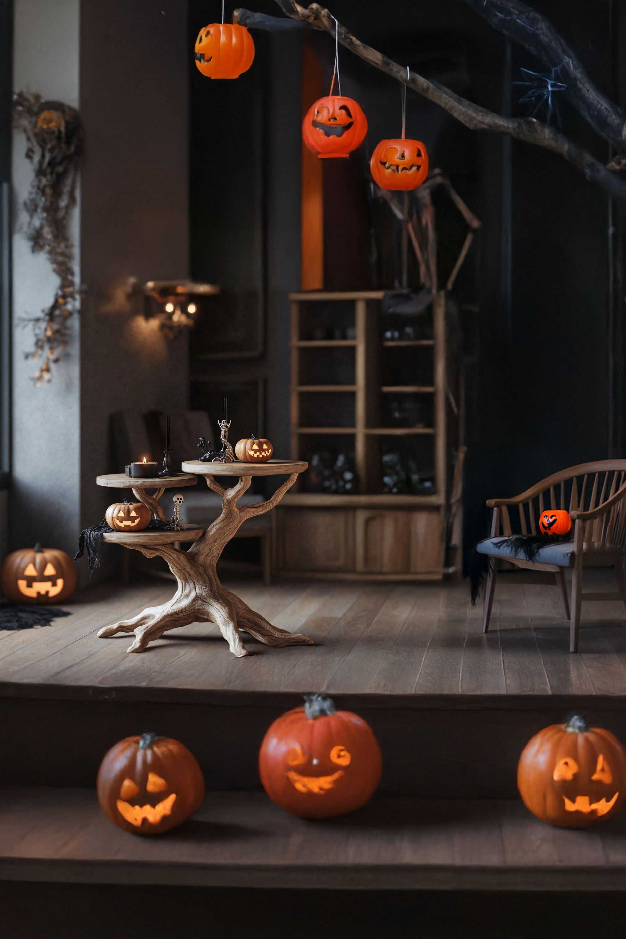 Farmhouse Solid Wood End Table For Living Room Gothic Autumn Wall Decor SILDTTRHEN014