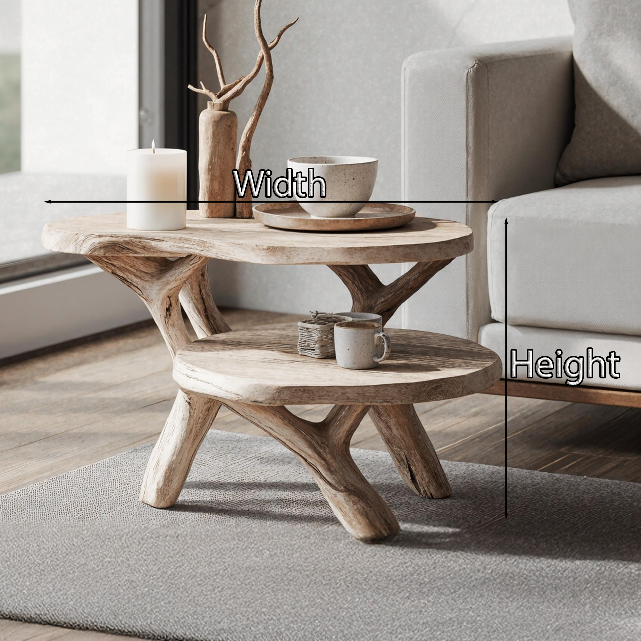 Farmhouse Round End Table Living Room Decor SILDTTNEN010