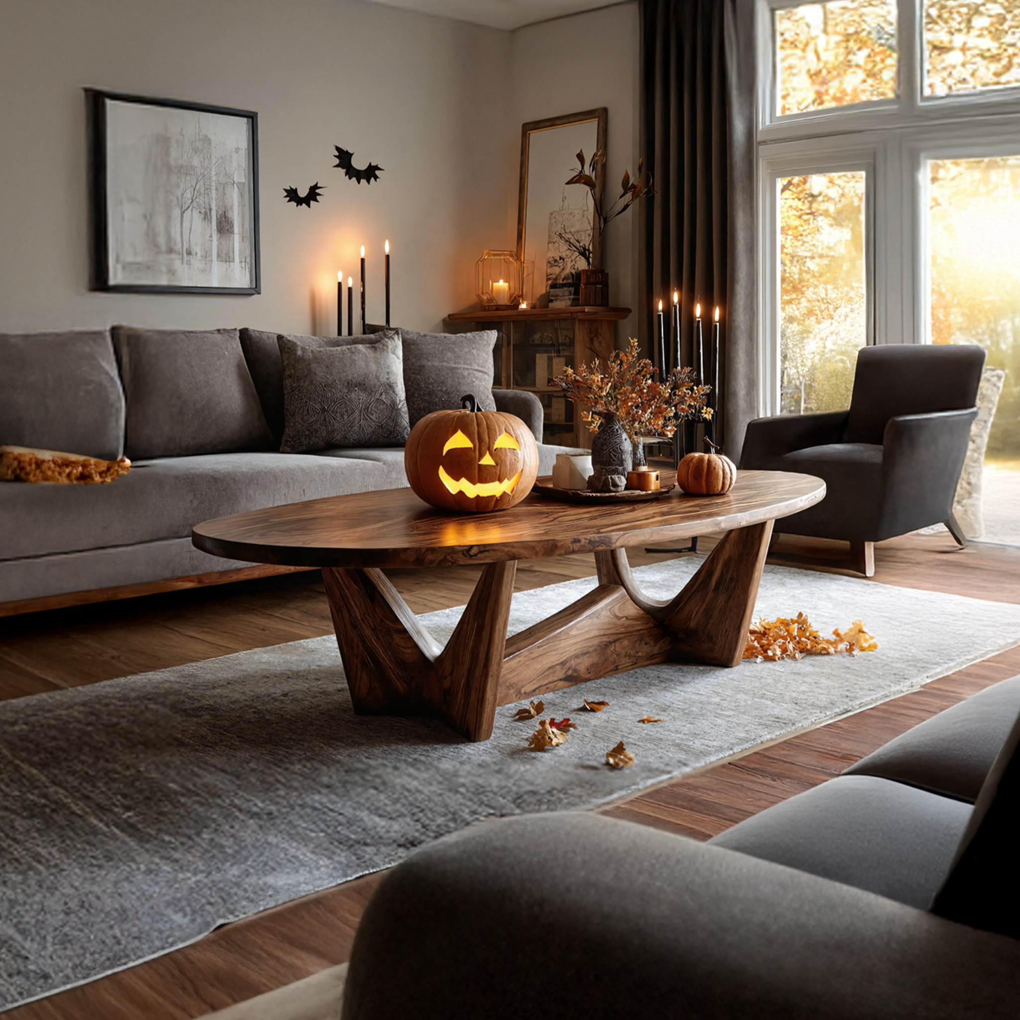 Modern Solid Wood Coffee Table Entryway Design Halloween Inspired SILDTTNHCF024
