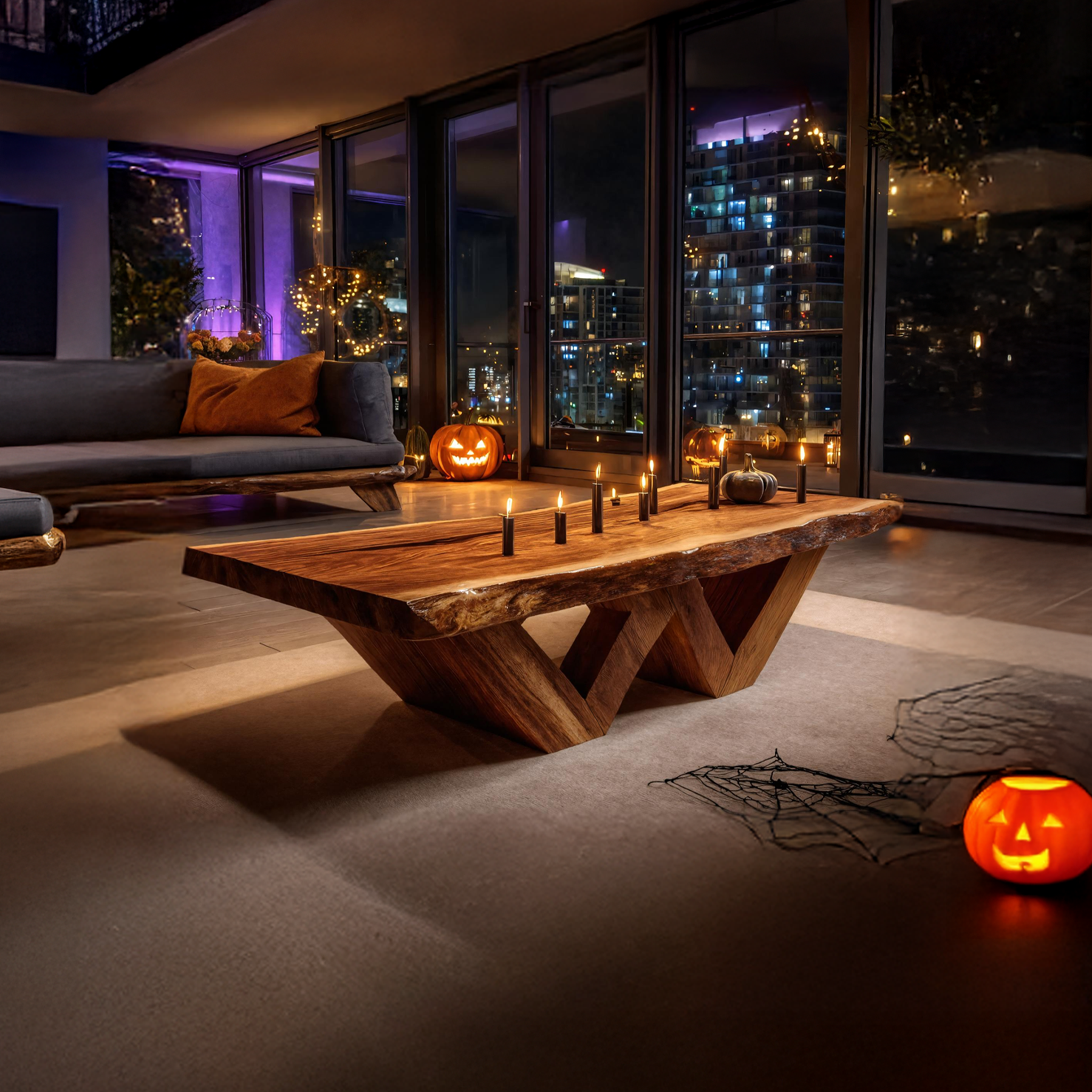 Modern Solid Wood Coffee Table Furniture Decor Pumpkin Autumn Touch SILDTTNHCF040