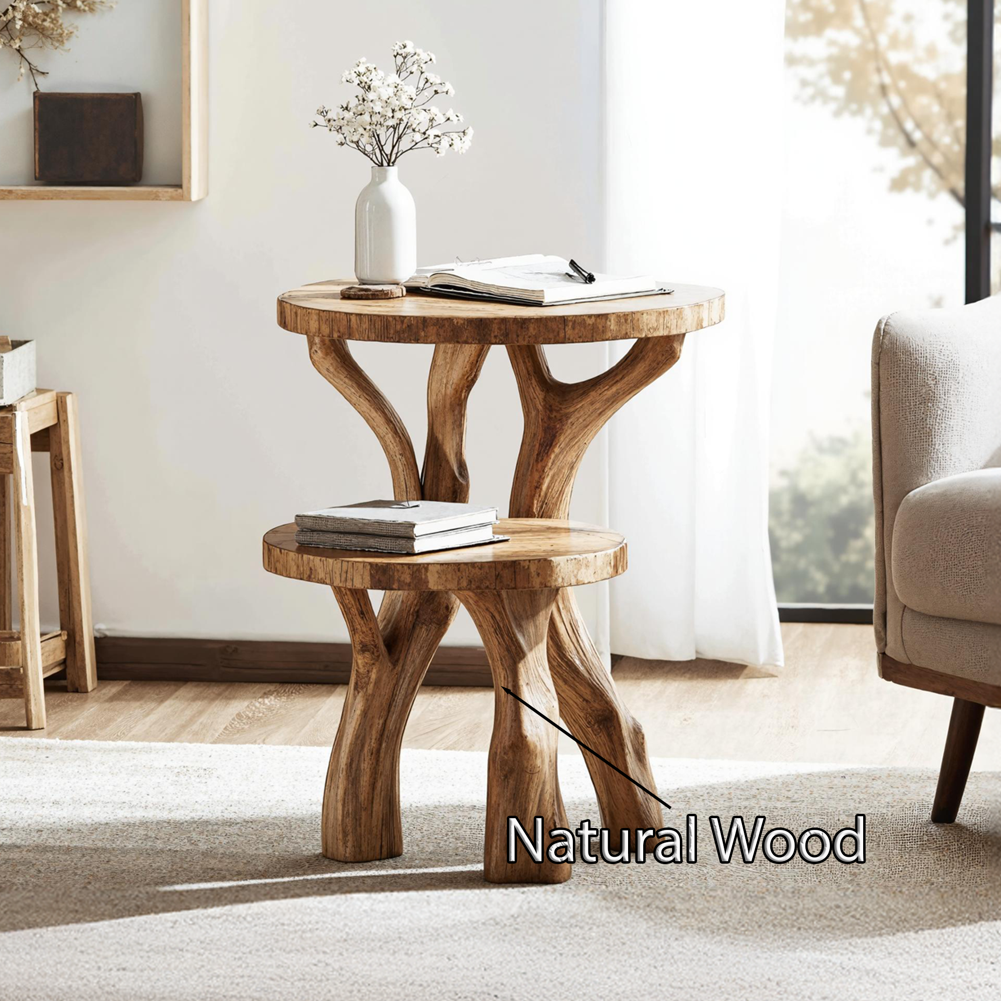 Handcrafted Live Edge End Table Natural Home SILDTTNEN023