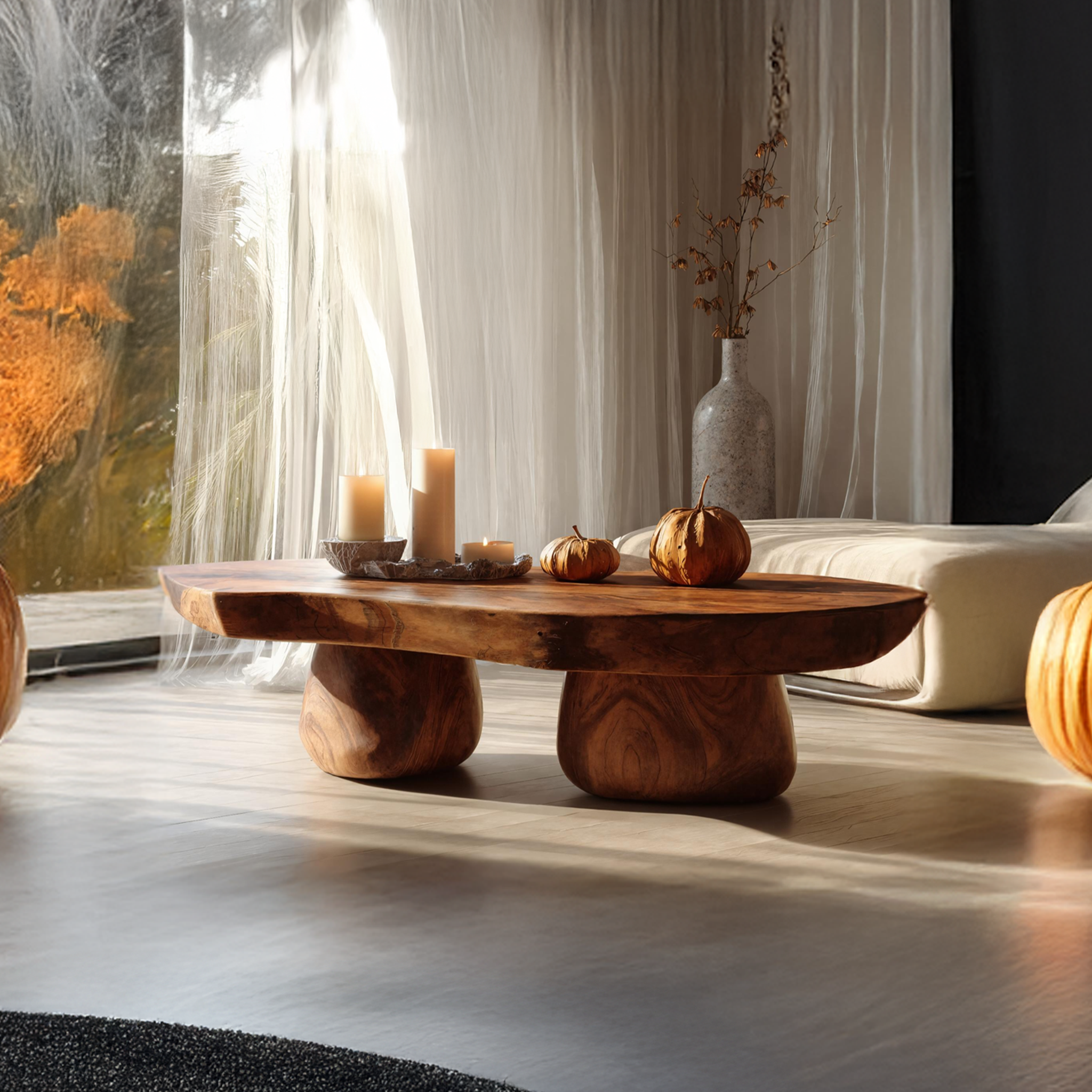 Handcrafted Wooden Live Edge Coffee Table Entryway Design Spooky Touch SILDTTNHCF021