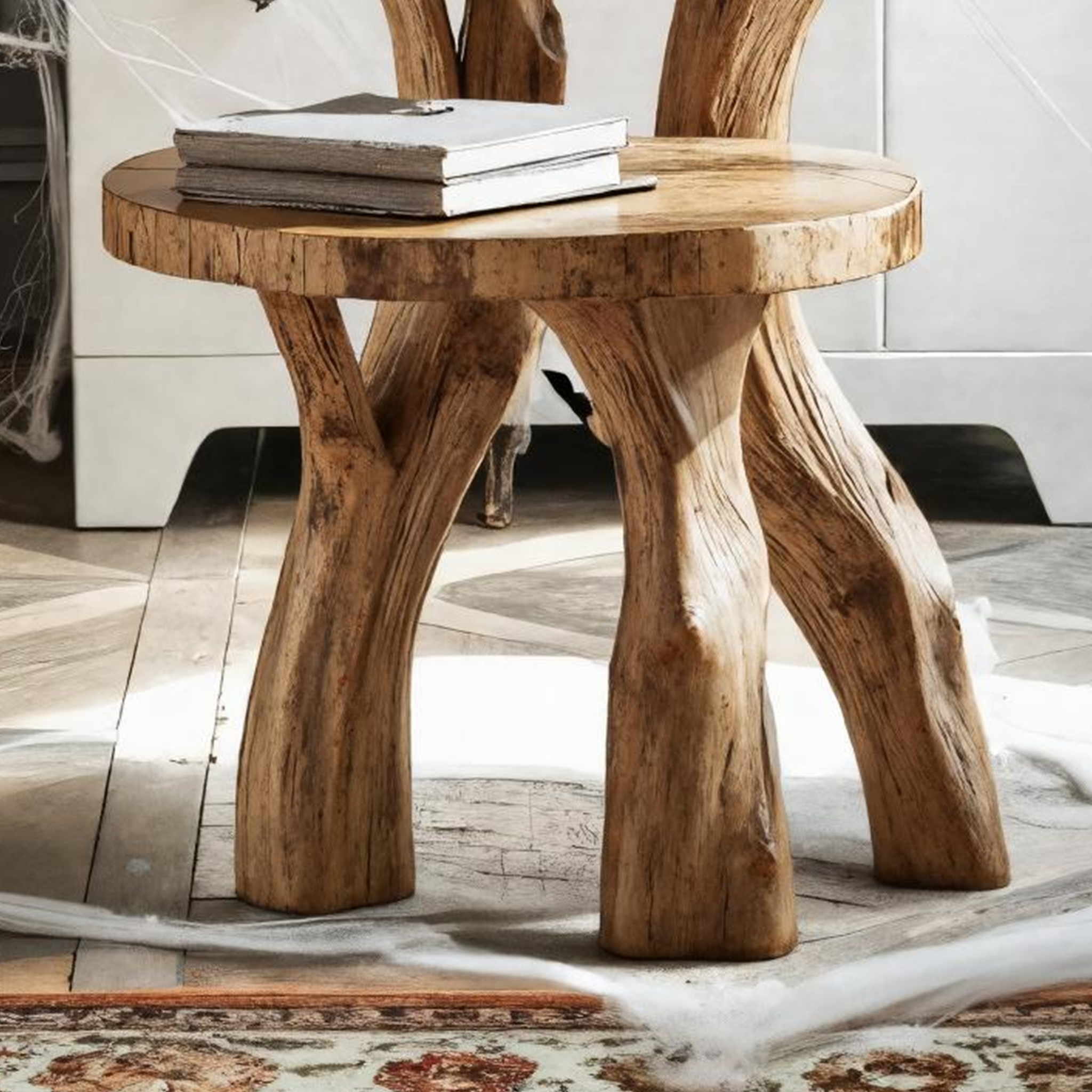 Farmhouse Wooden Live Edge End Table For Living Room Halloween Decor SILDTTNHEN001