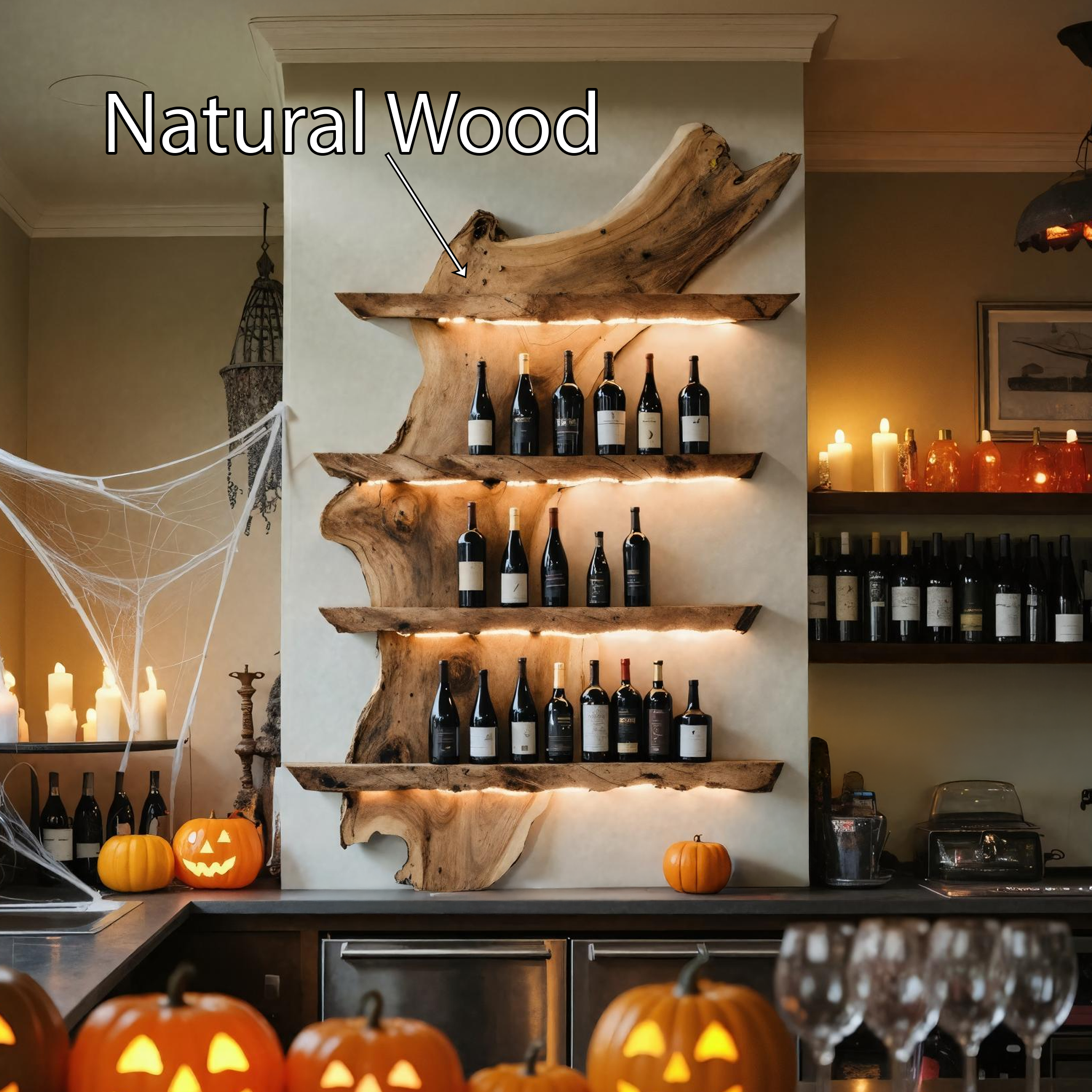Handcrafted Solid Wood Wine Holder For Kitchen Halloween Style SILDTTRHWH002