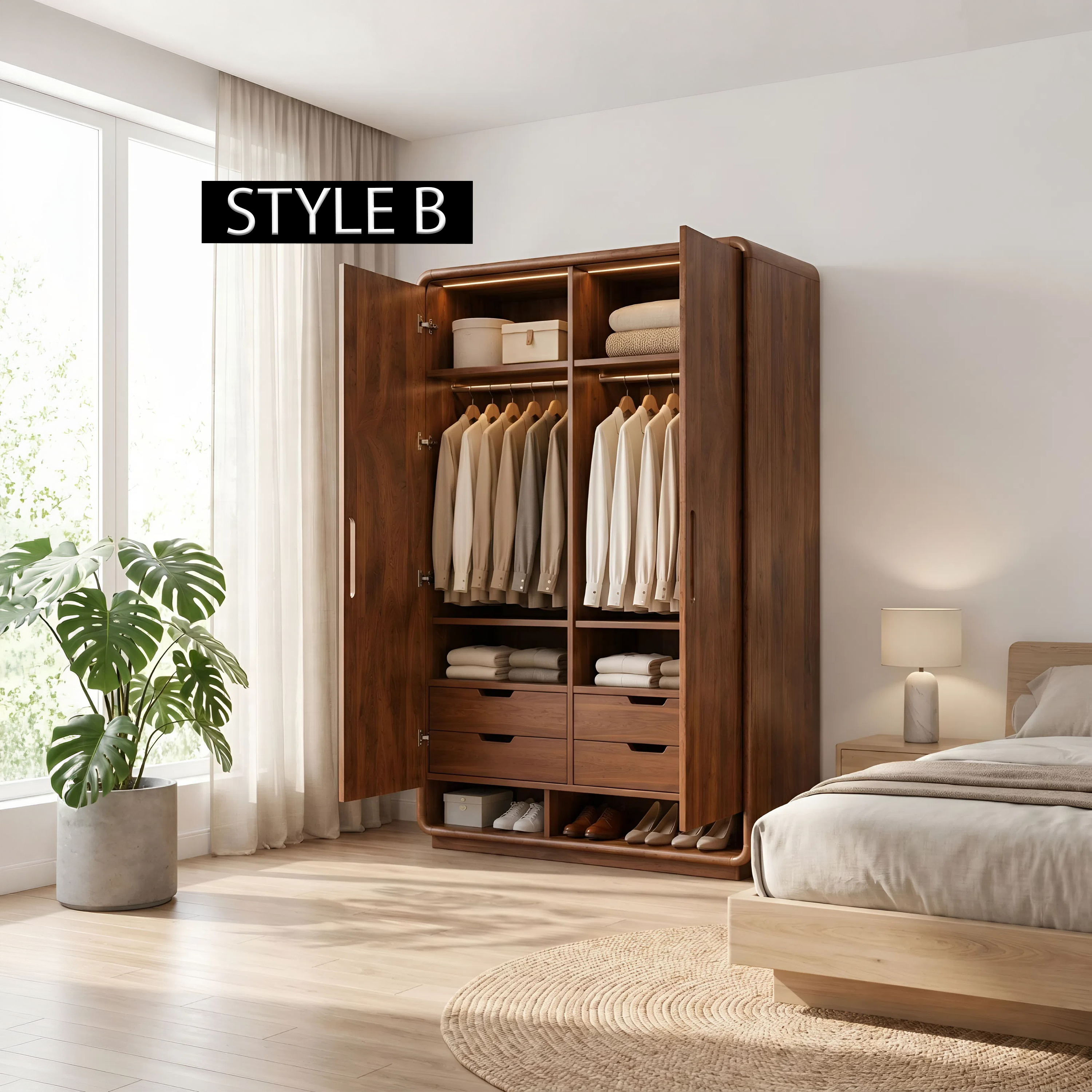 Minimalist Textured Surface Wardrobe For Guest Room Interior SILDTTNWDE004
