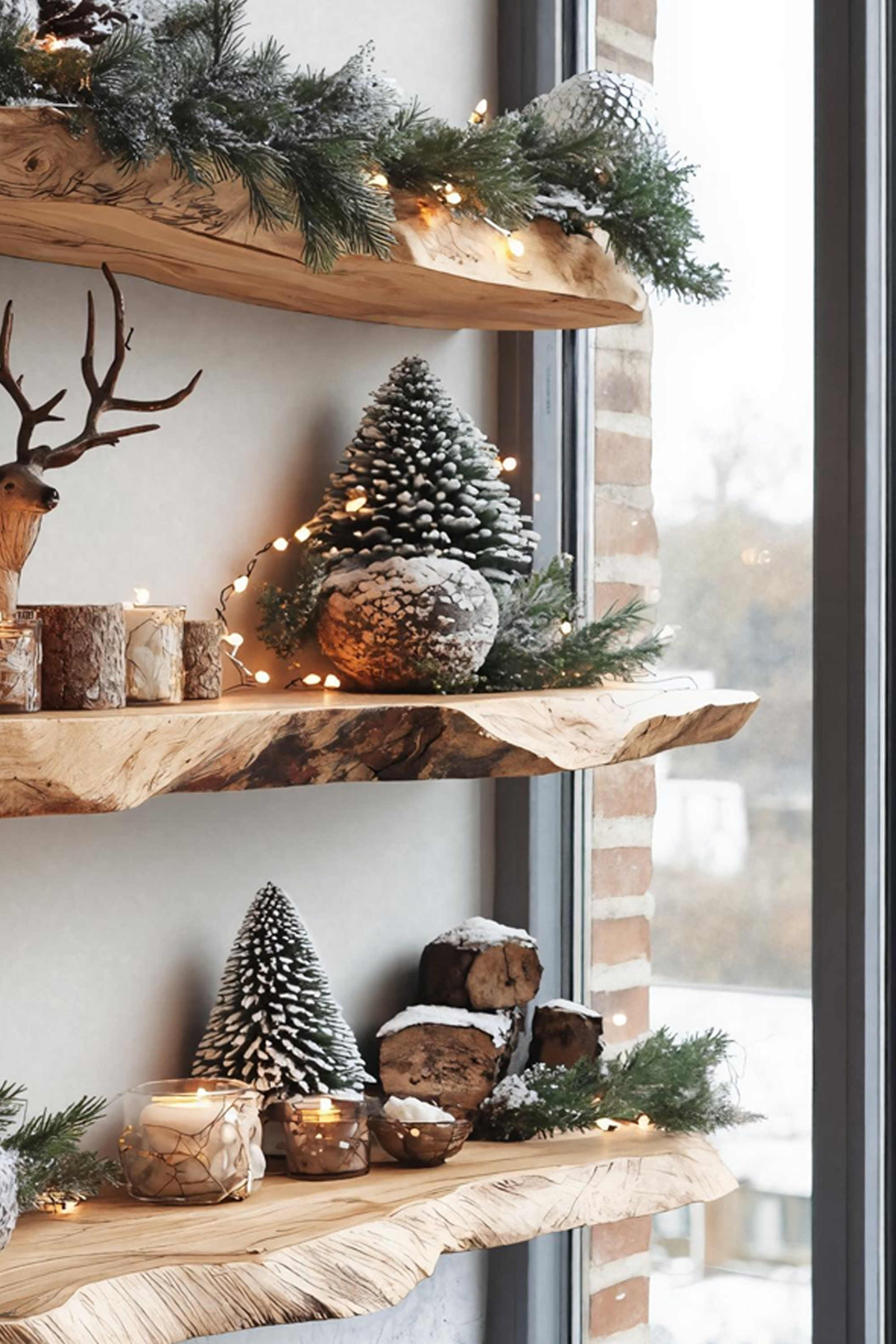 Farmhouse Solid Wood Floating Shelf For Living Room Xmas Decoration SILDTTNCFL030