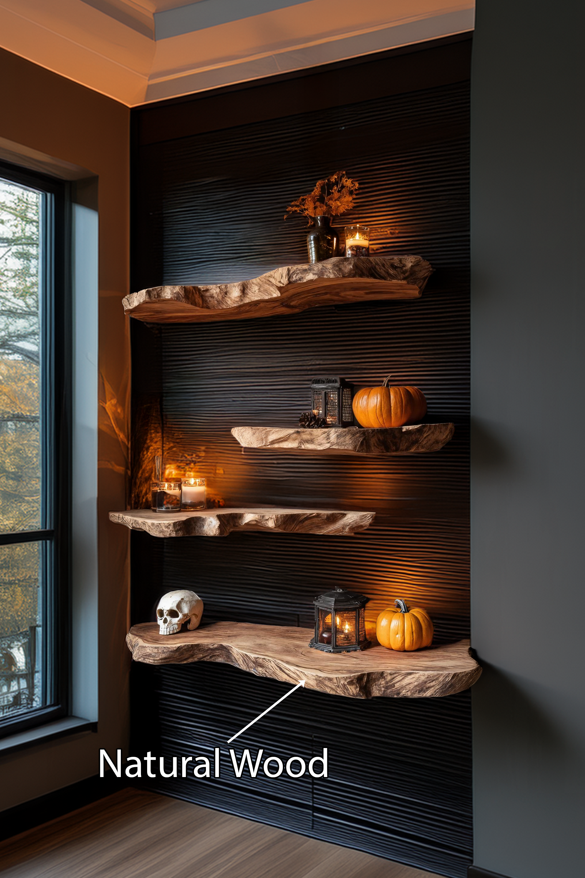 Rustic Wooden Floating Shelf For Furniture Decor And Halloween Wall Storage SILDTTRHFL021