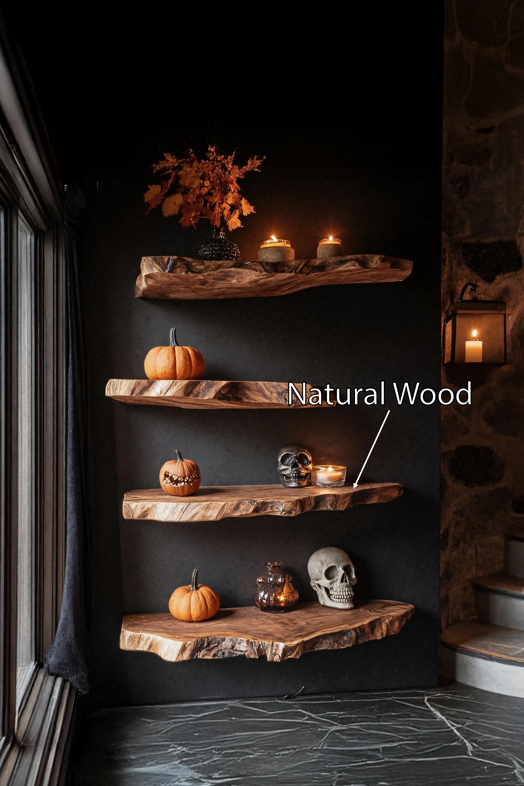 Farmhouse Solid Wood Shelf For Bedroom Cozy And Warm Halloween Decoration SILDTTRHFL001