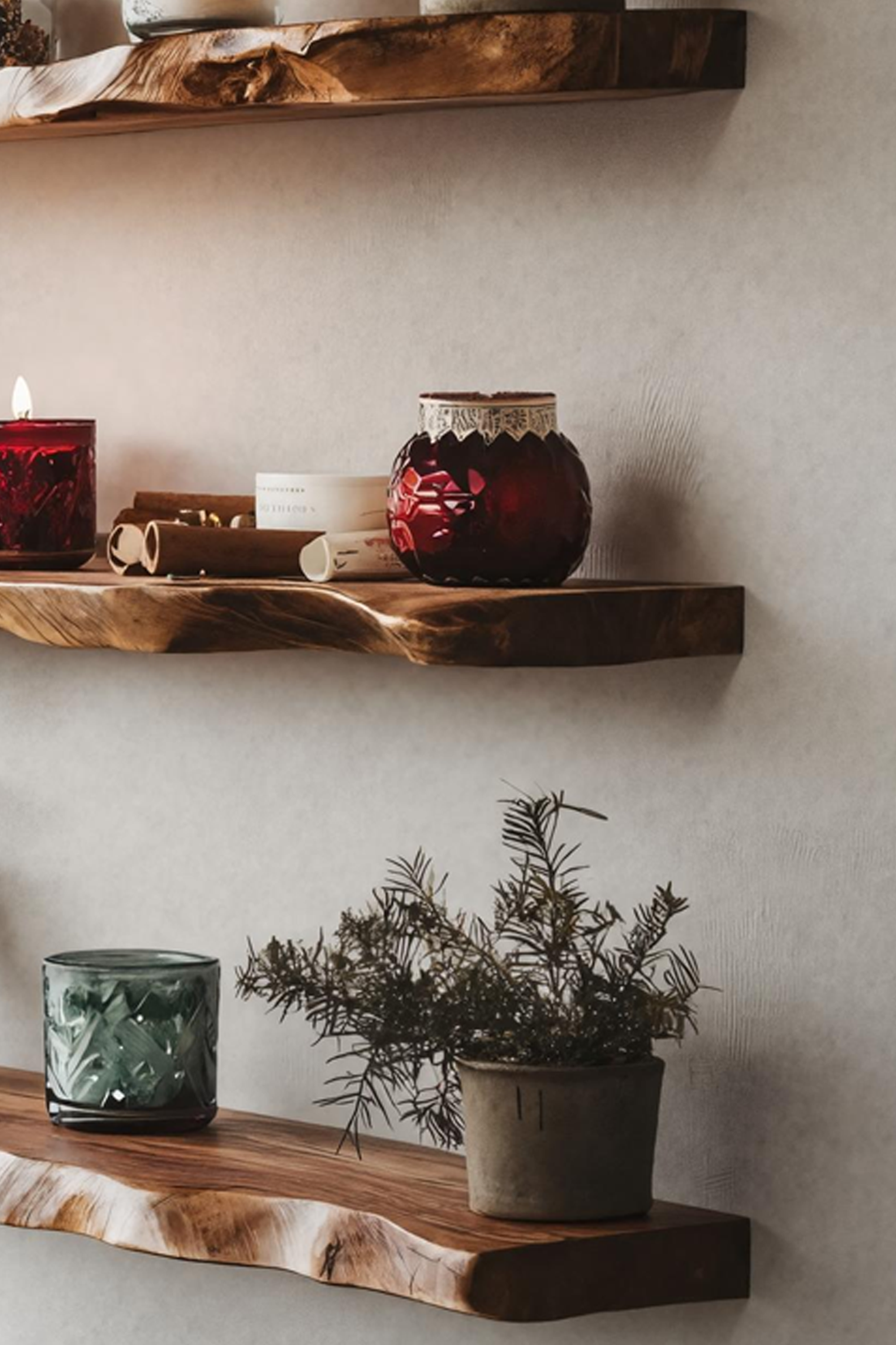 Modern Solid Wood Floating Shelf For Living Room Holiday Style SILDTTNCFL012