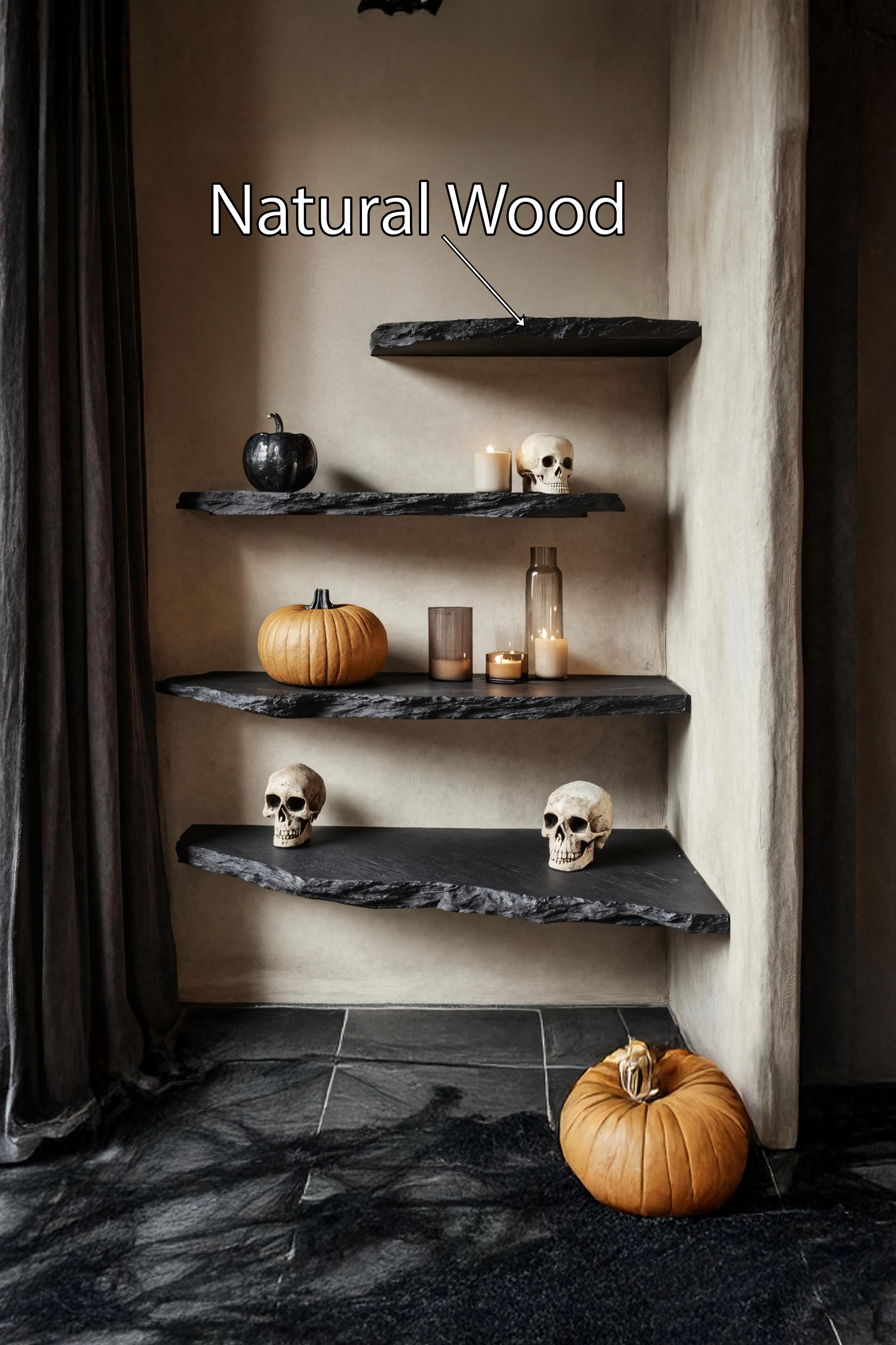 Mid Century Wooden Floating Shelf For Entryway Design Halloween Organization SILDTTRHFL008