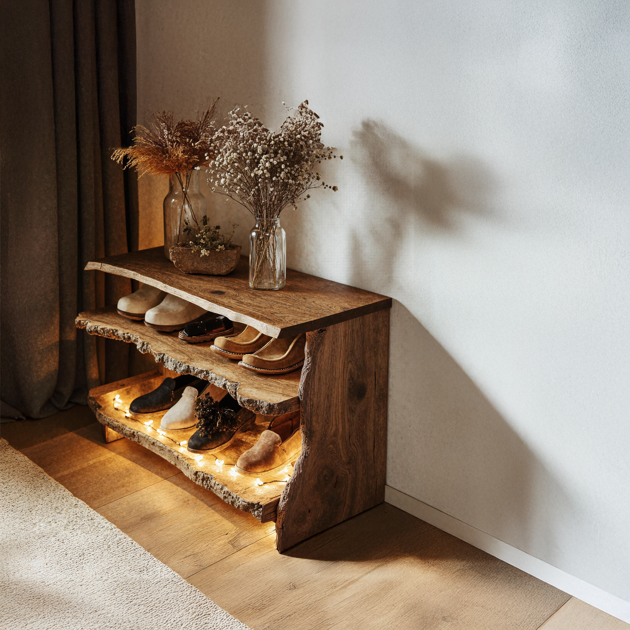 Handcrafted Rustic Shoe Bench With Seating For Bedroom SILDTSHB015