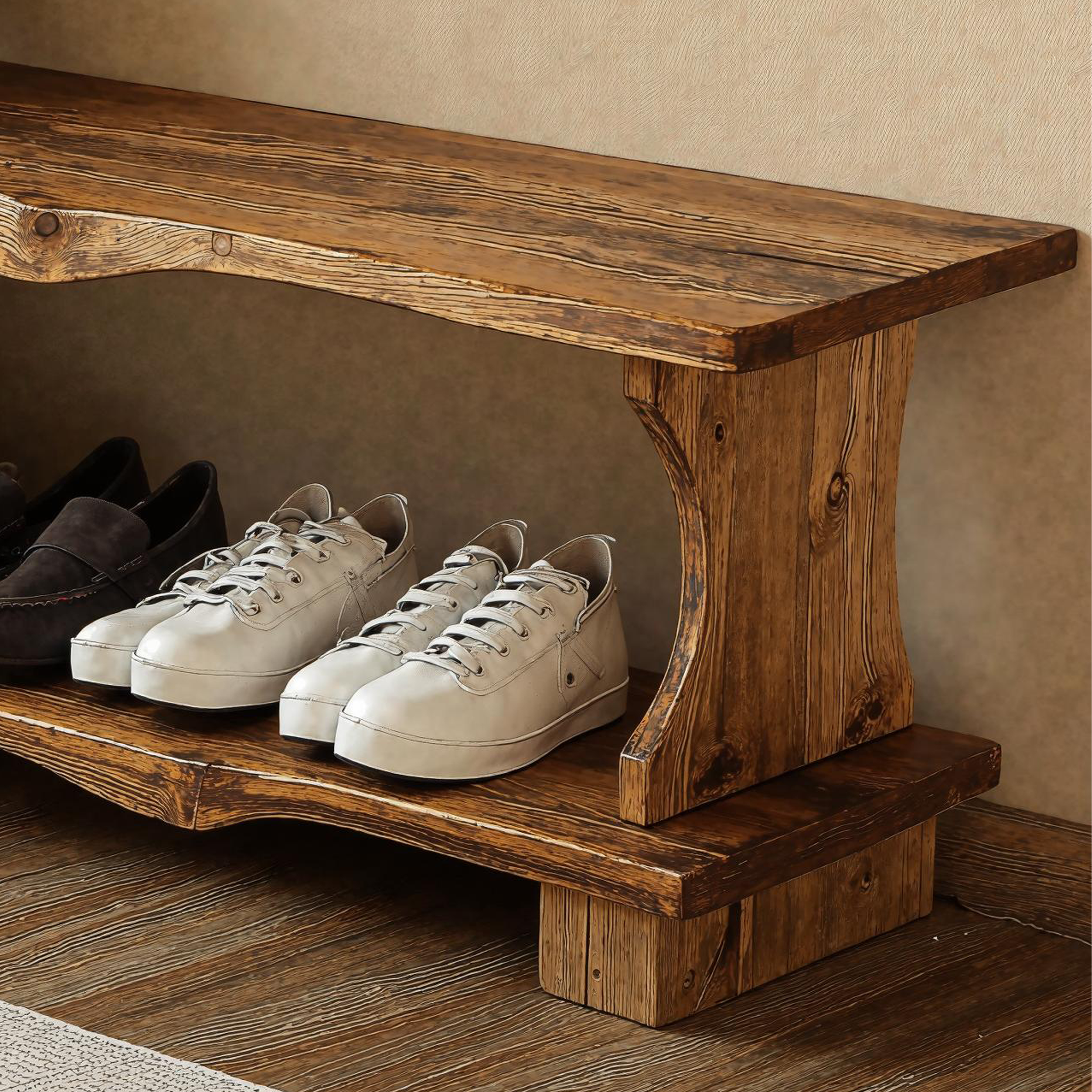Handcrafted Wooden Shoe Bench For Cozy Farmhouse Hallway SILDTSHB003