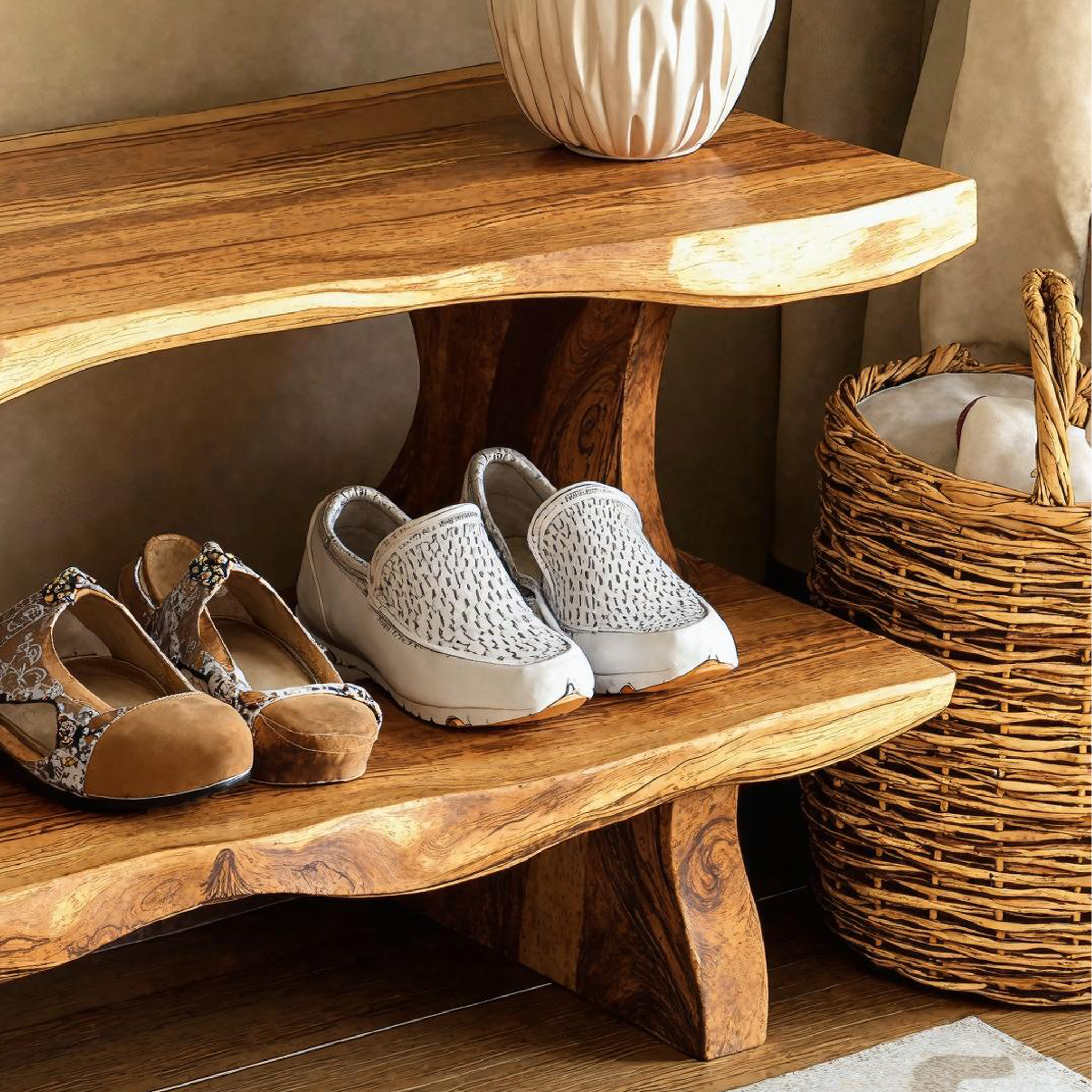 Minimalist Wooden Shoe Bench With Seating For Mudroom SILDTSHB005
