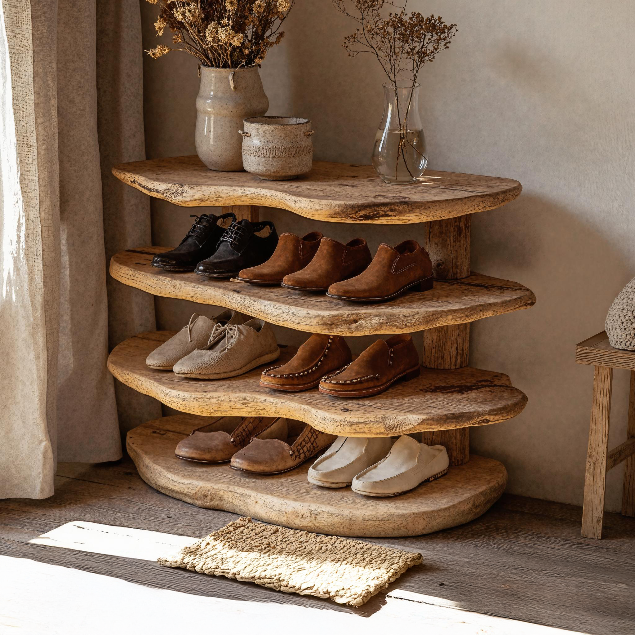Traditional Wooden Shoe Bench For Home & Office SILDTSHB017