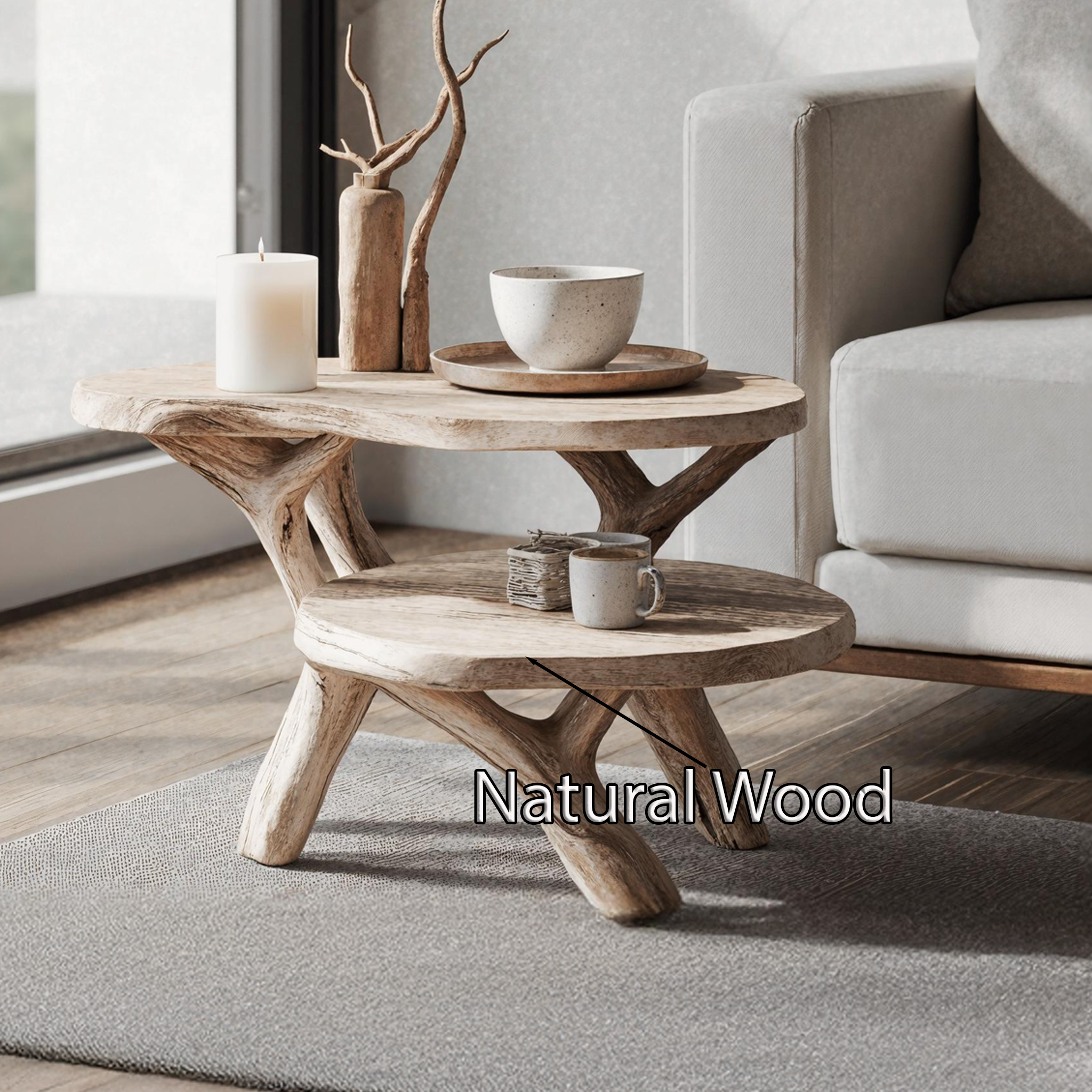 Farmhouse Round End Table Living Room Decor SILDTTNEN010