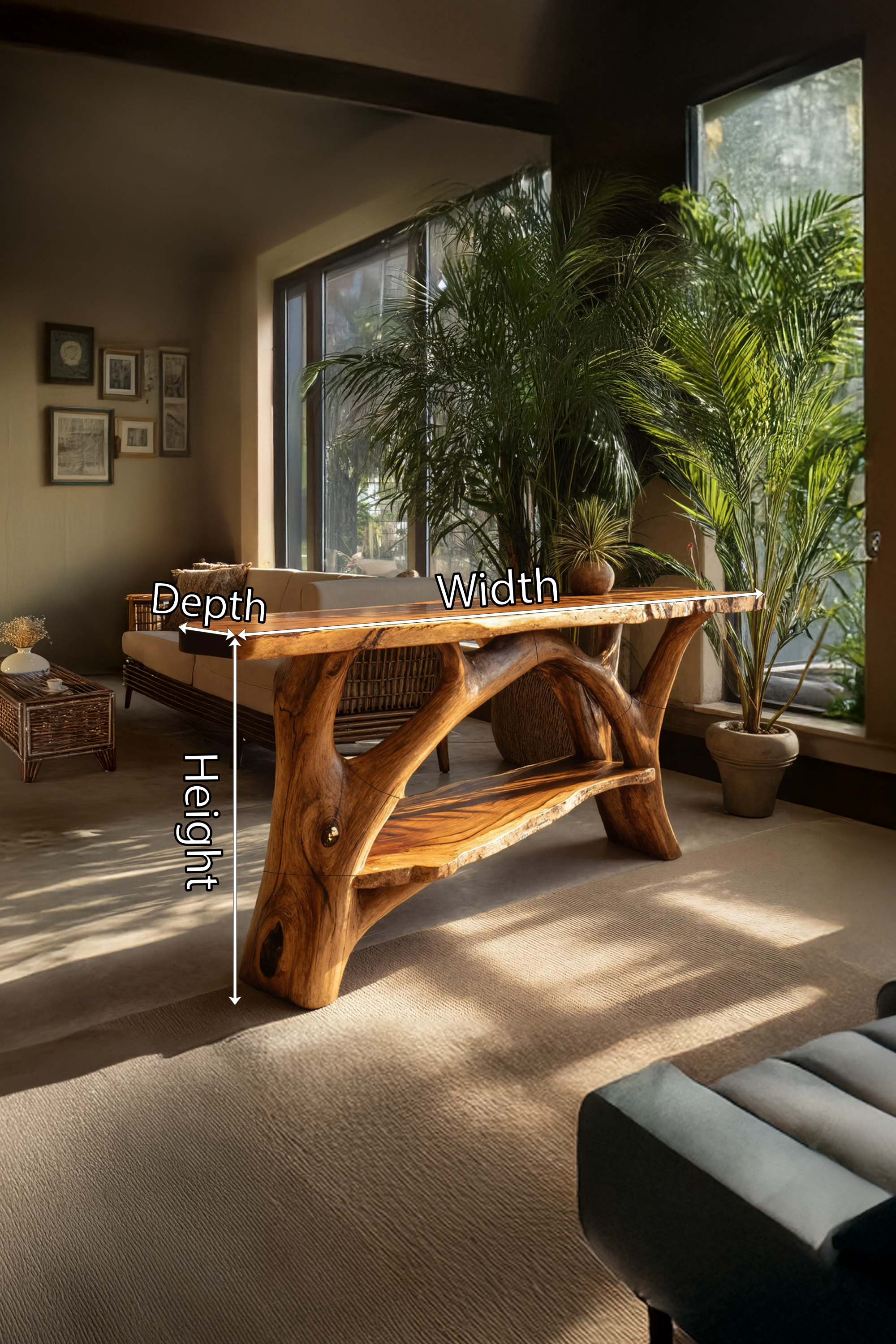 Mid Century Wooden Live Edge Console Table For Entryway Design SILDTTRCS028