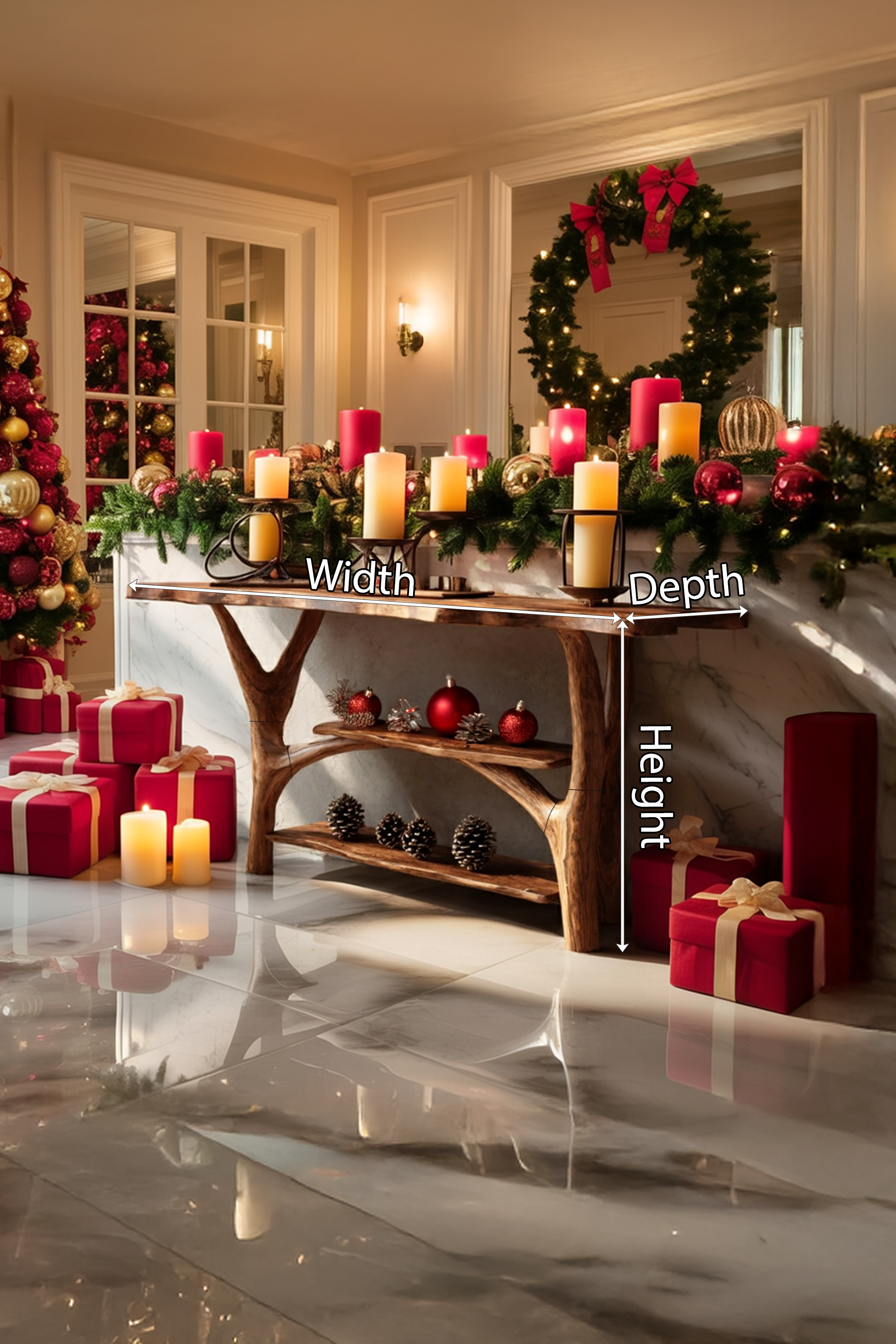 Handcrafted Live Edge Entryway Table For Holiday Furniture Xmas Accent SILDTTRCSC035