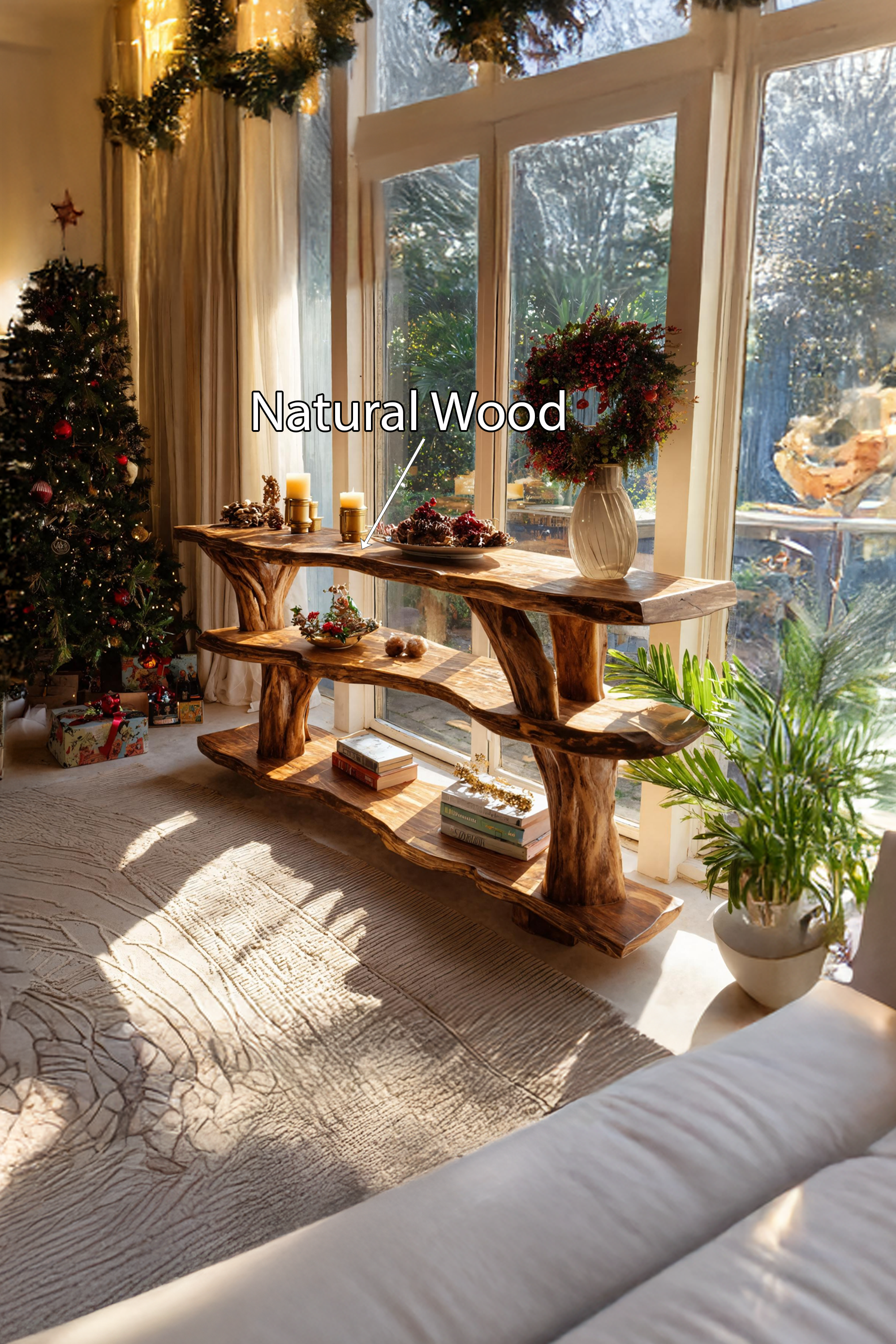 Rustic Wooden Live Edge Console Table For Christmas Furniture Accent SILDTTNCSC018