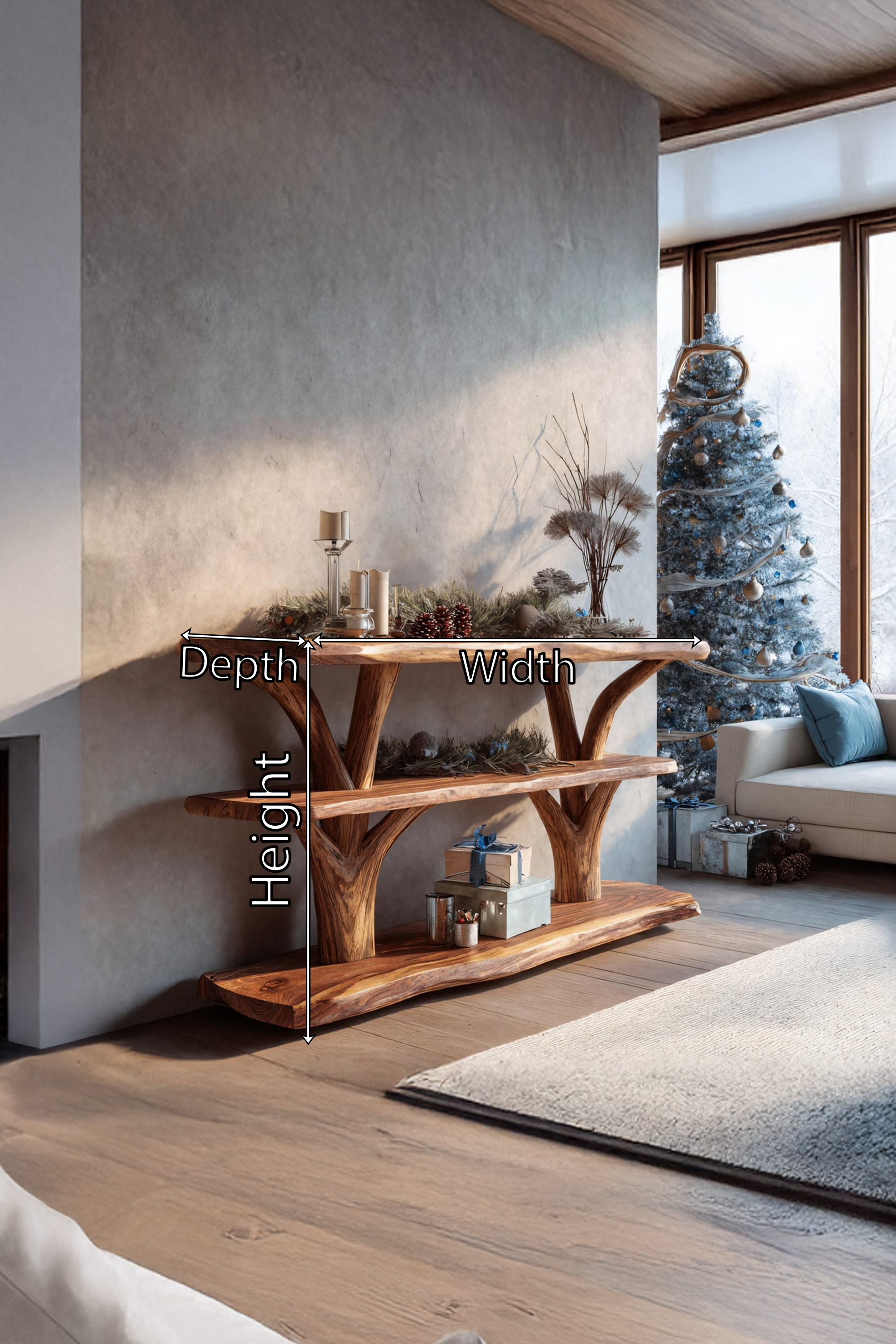 Handcrafted Solid Wood Console Table For Christmas Bedroom Furniture Style SILDTTRCSC015