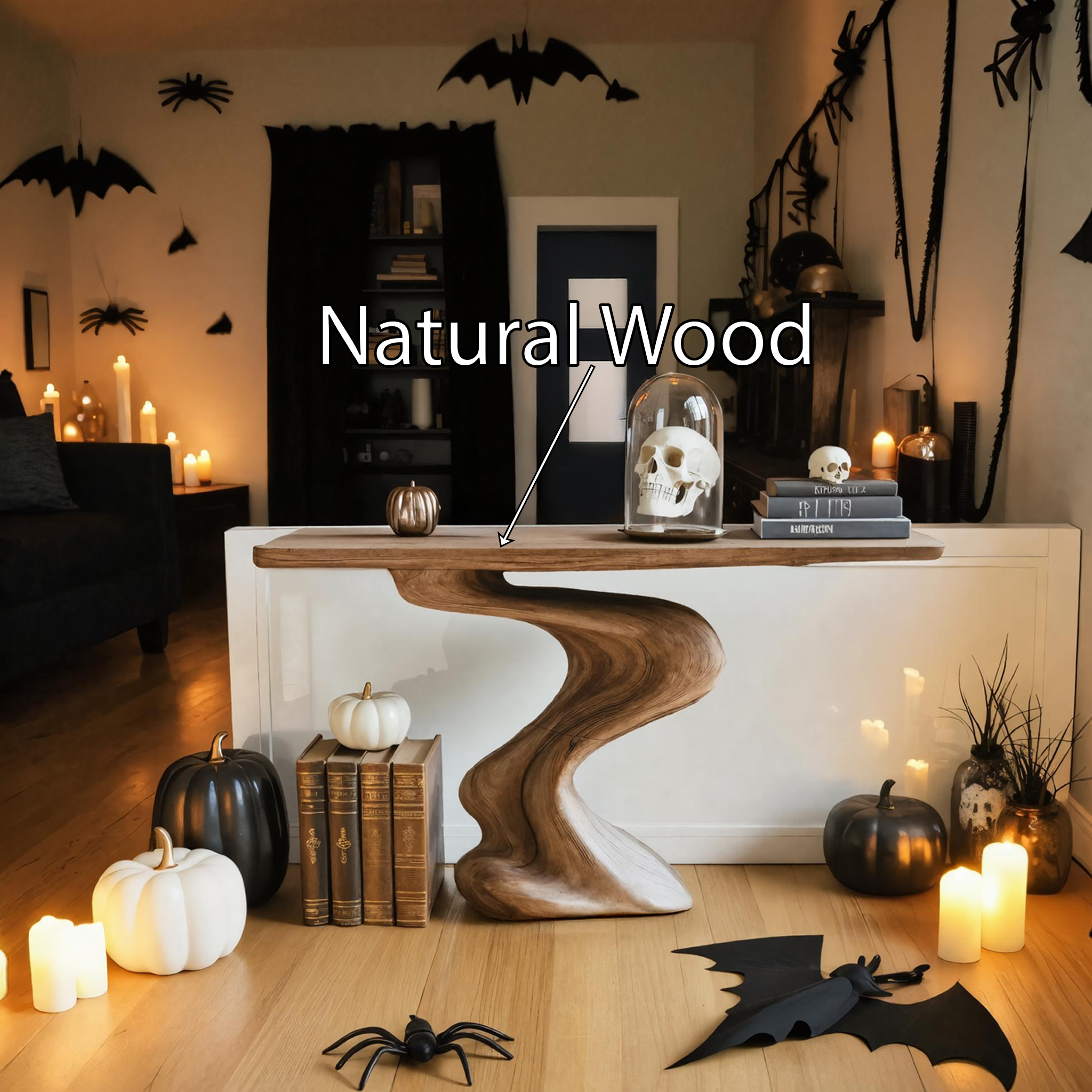 Mid Century Solid Wood Console Table For Living Room Halloween Furniture SILDTTRHCS005