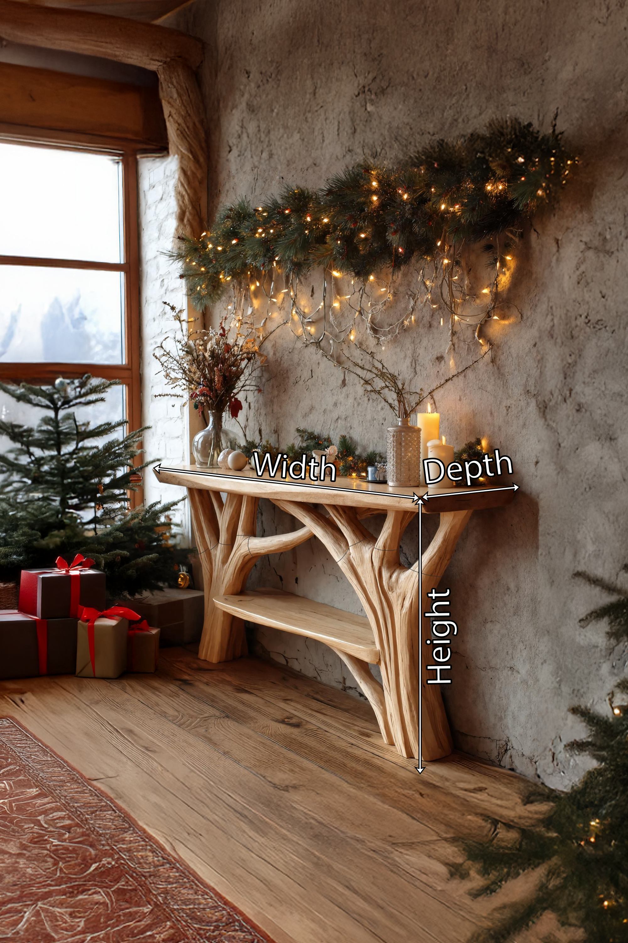 Farmhouse Solid Wood Console Table For Holiday Entryway Furniture Xmas SILDTTRCSC026