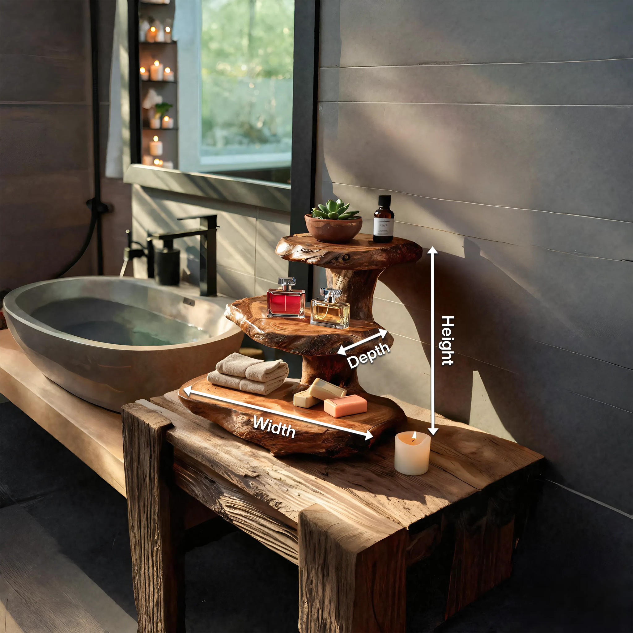 Rustic Bathroom Shelf Nature Inspired For Bathroom SITHTTBAS024