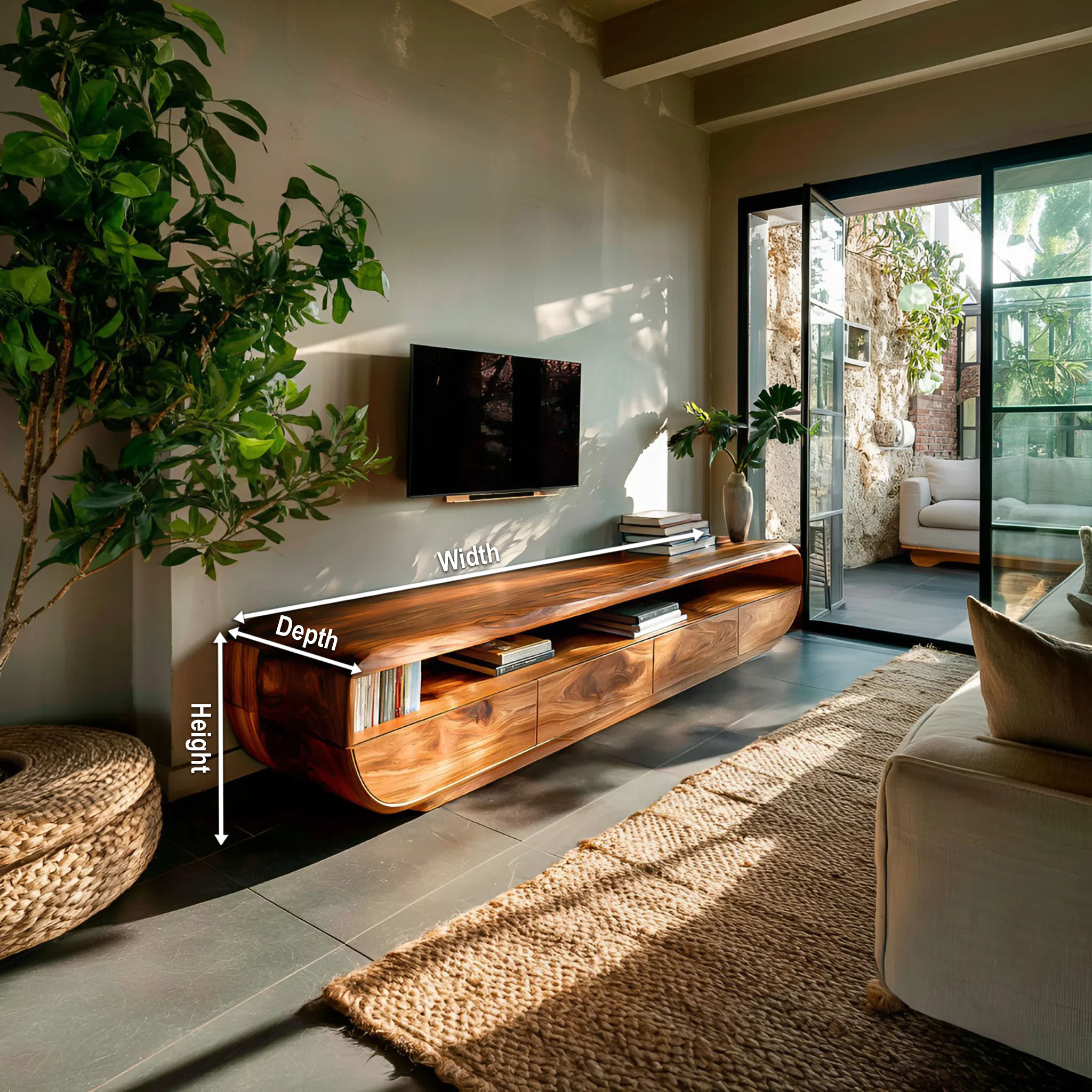 Handcrafted TV Cabinet Design Spacious Drawers For Living RTTHTTTVC066