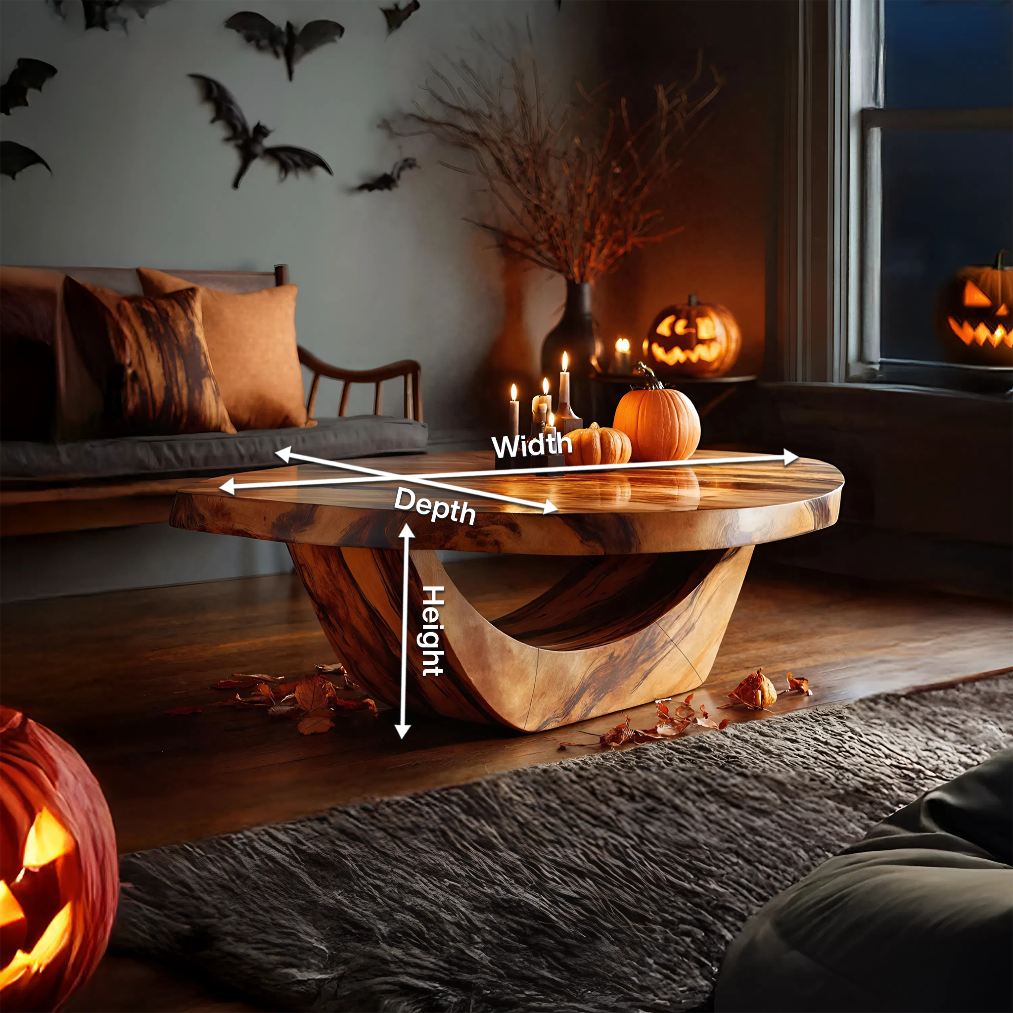 Modern Solid Wood Coffee Table For Living Room Ghostly Halloween SILDTTNHCF029