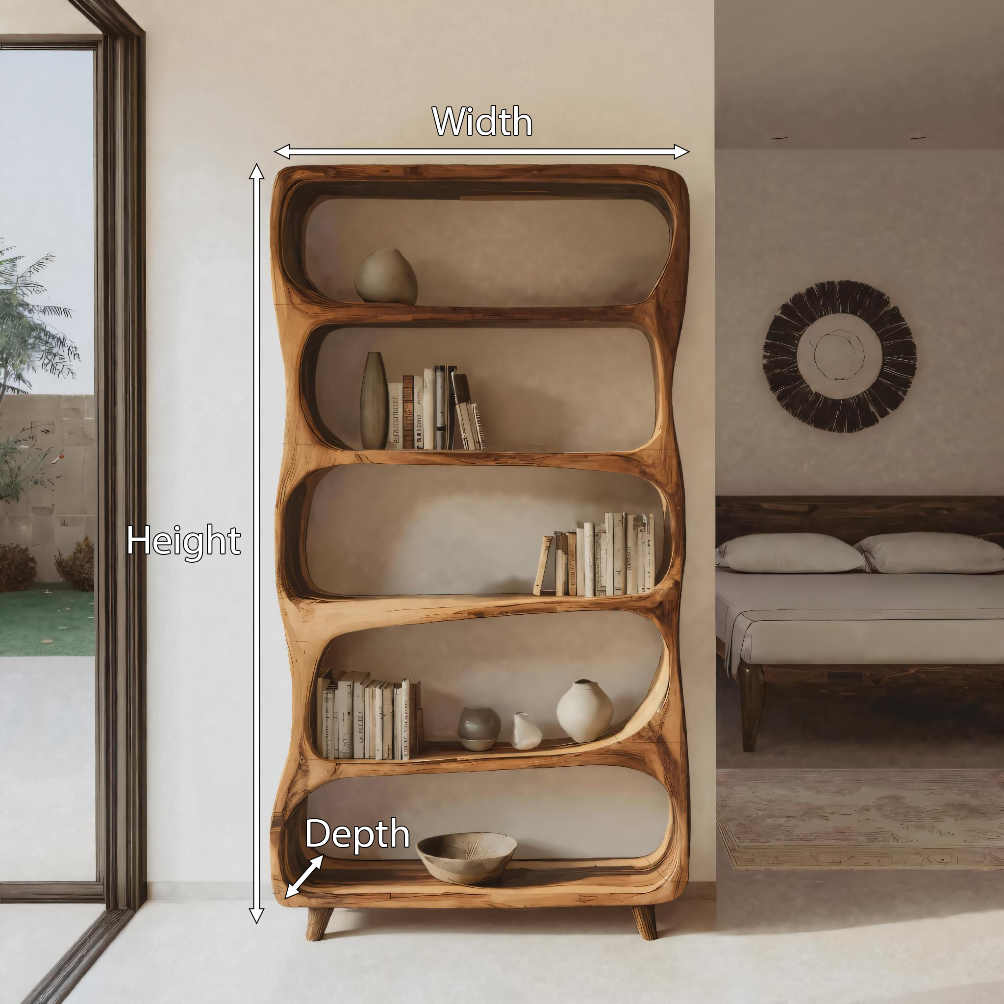 Handcrafted Bookshelf With Open Shelving Unit For Living Room SITHHNBS063