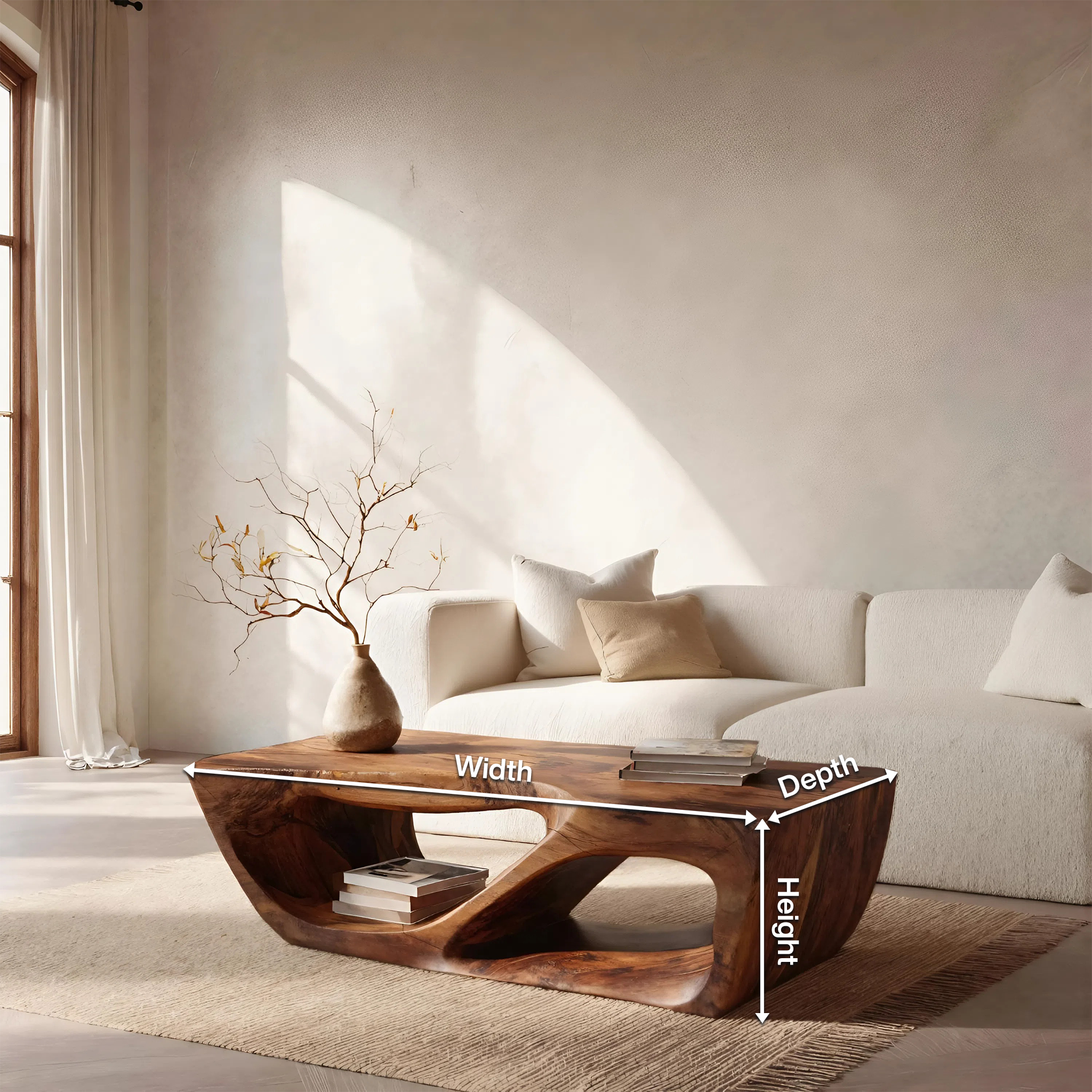 Modern Coffee Table With Curved Storage For Living Room RTTHHNCF046