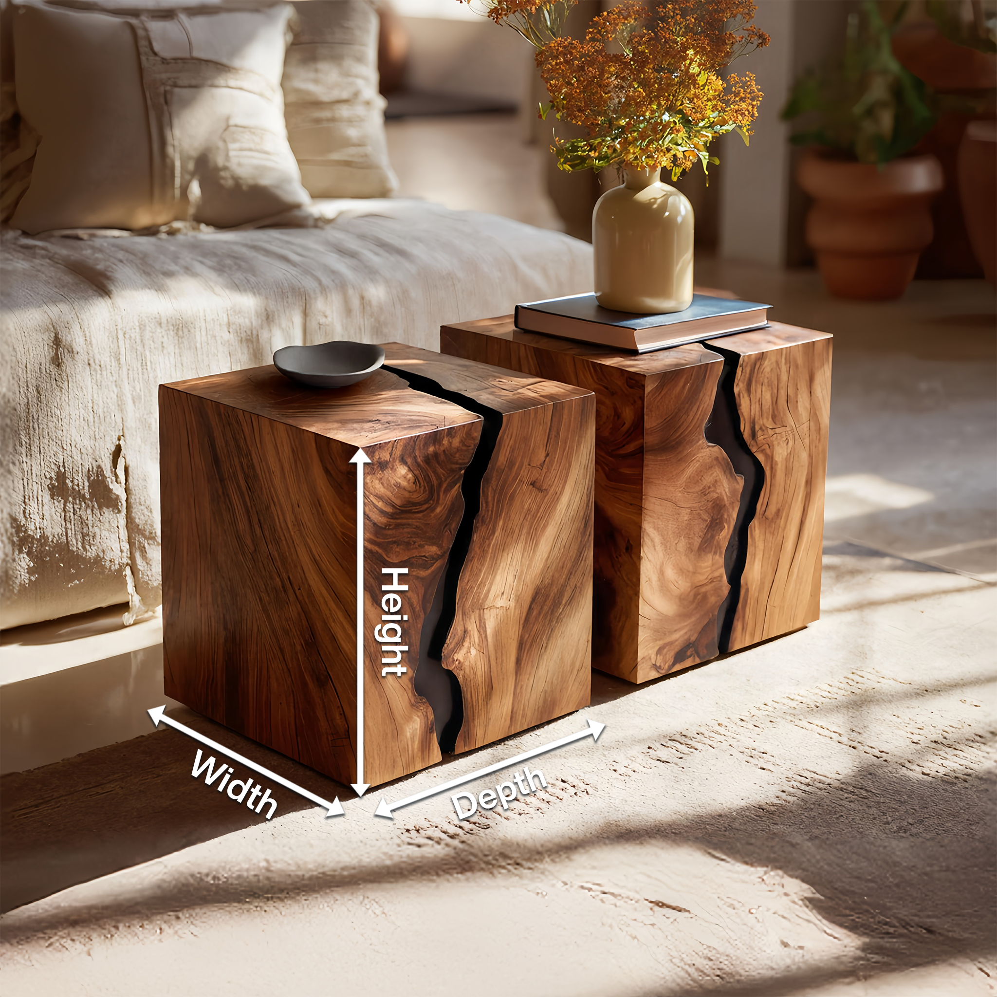 Handcrafted Solid Wood Low Coffee Table For Living Decor SILDTTNCF058