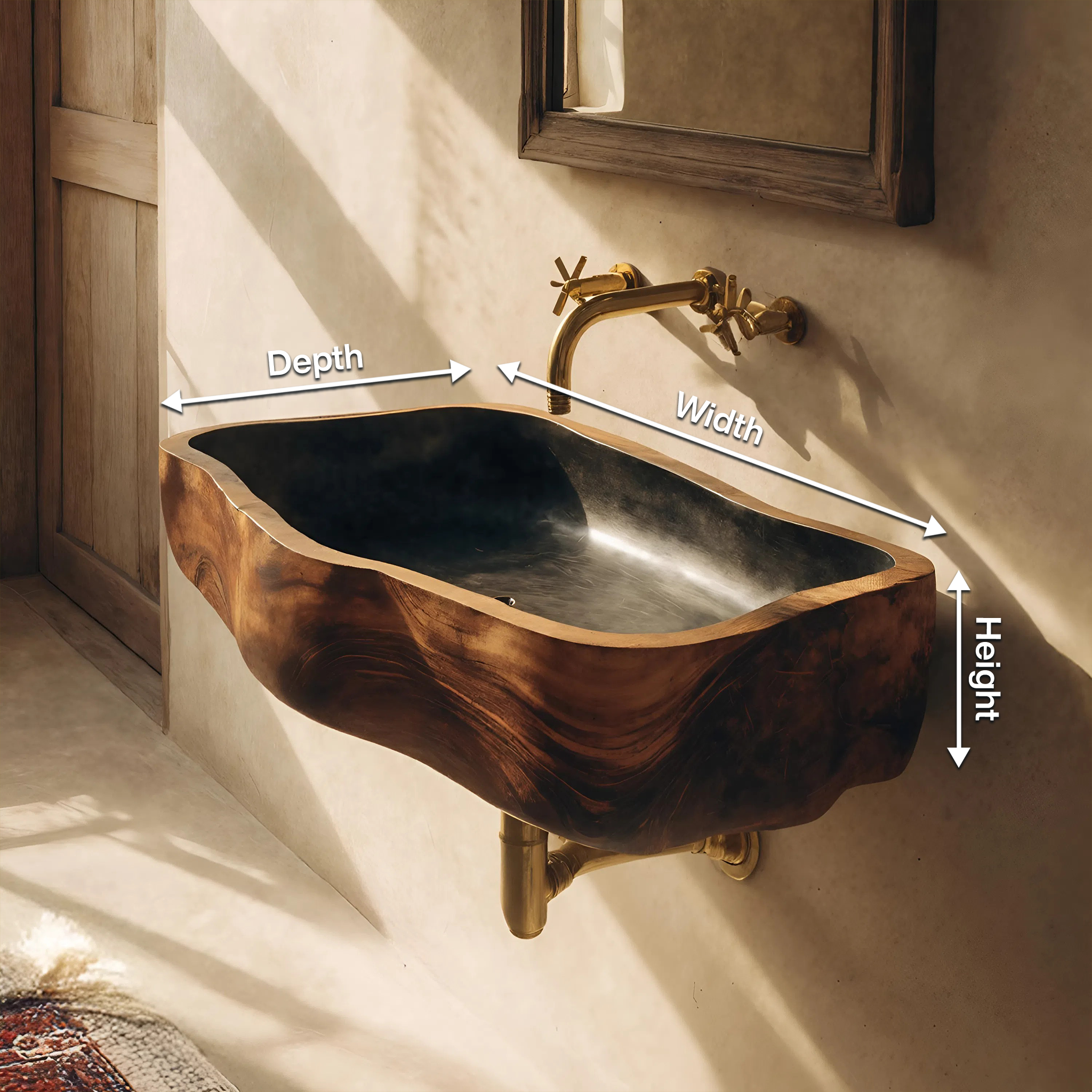 Mid Century Wooden Wall Mounted Bathroom Sink For Elegant Bathroom Design SILDTTNVS037