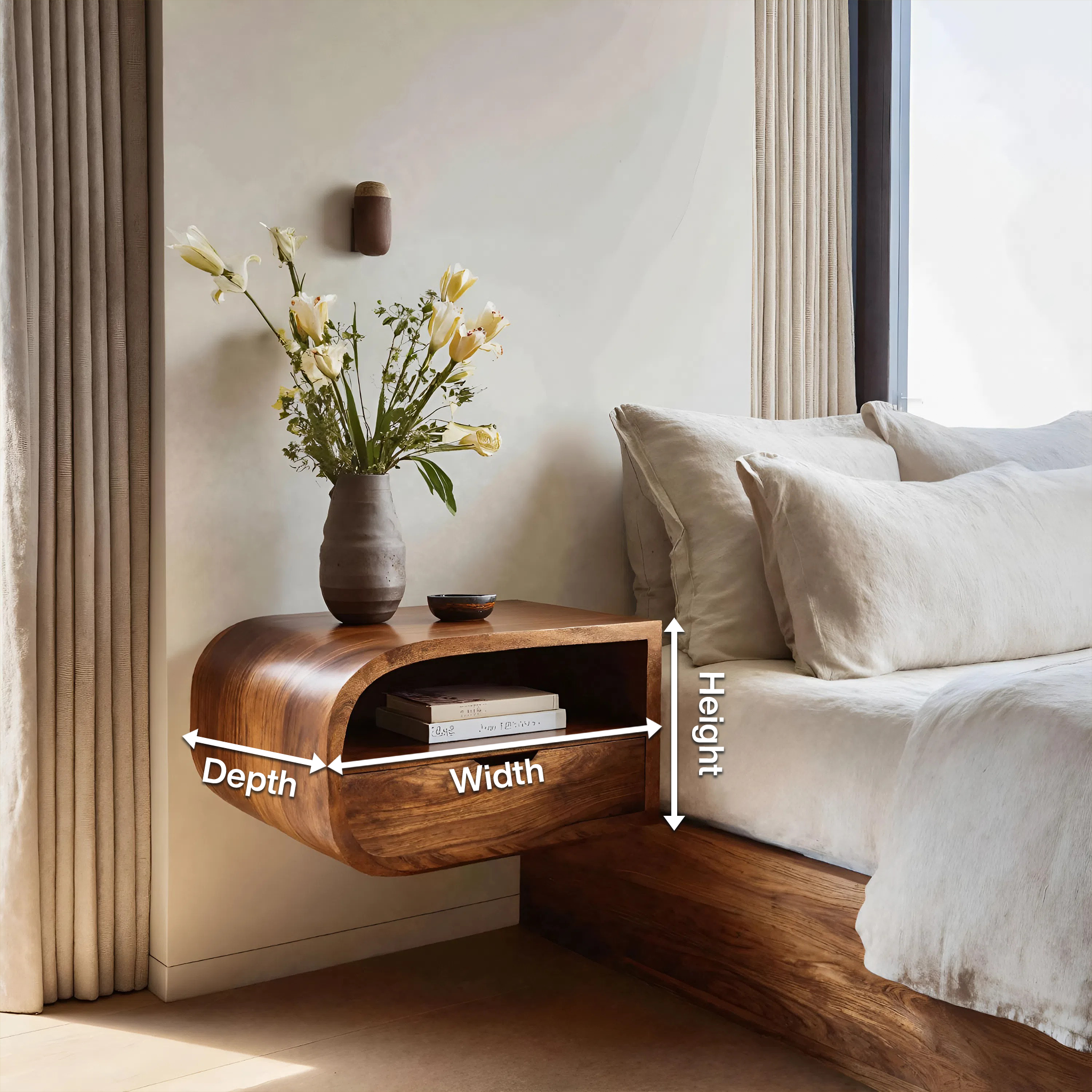 Minimalist Floating Nightstand With Storage For Bedroom RTTHHNNS006