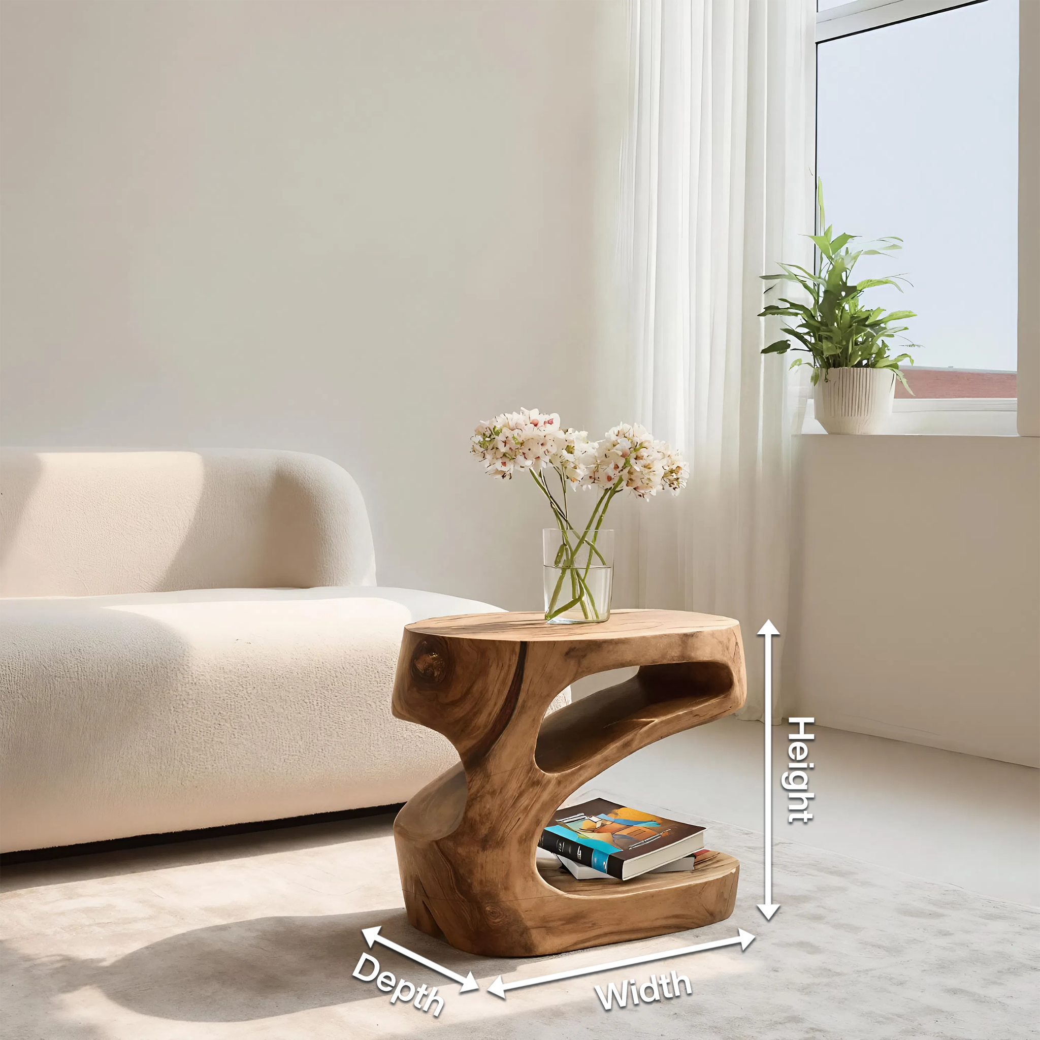 Artistic Side Table With Storage Shelf For Living Room SITHHNSTA015