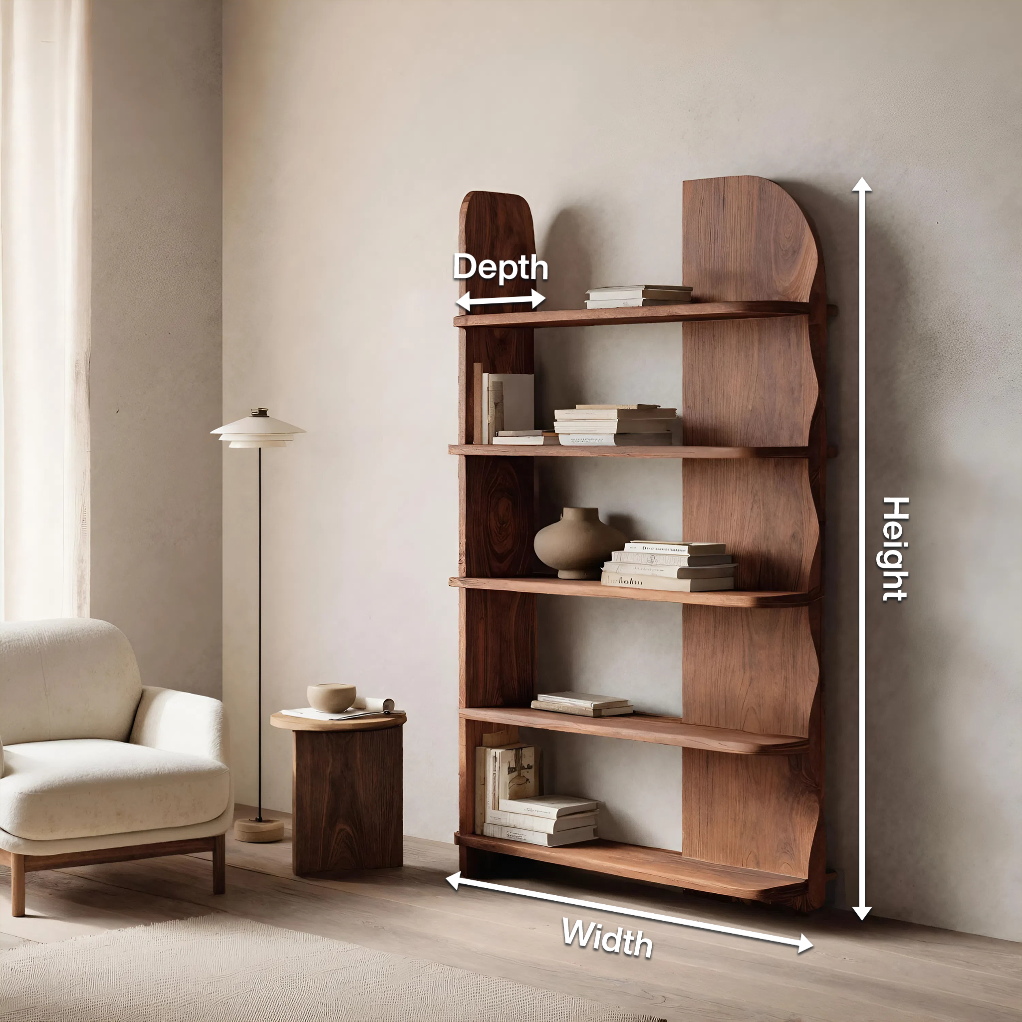 Minimalist Bookcase Sculptural Design For Living Decor RTTHHNBS081