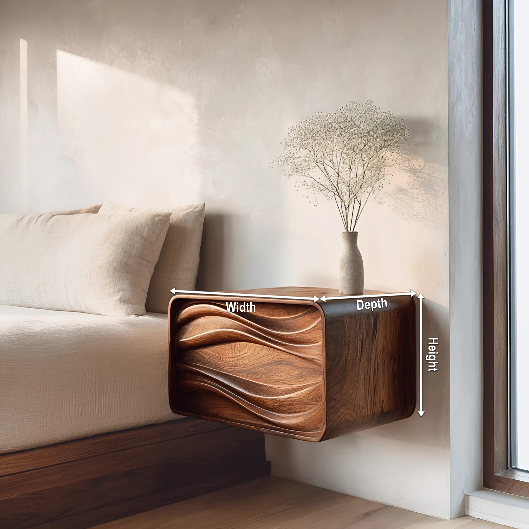 Organic Sculptural Floating Bedside Table For Bedroom Decor RTTHHNNS012
