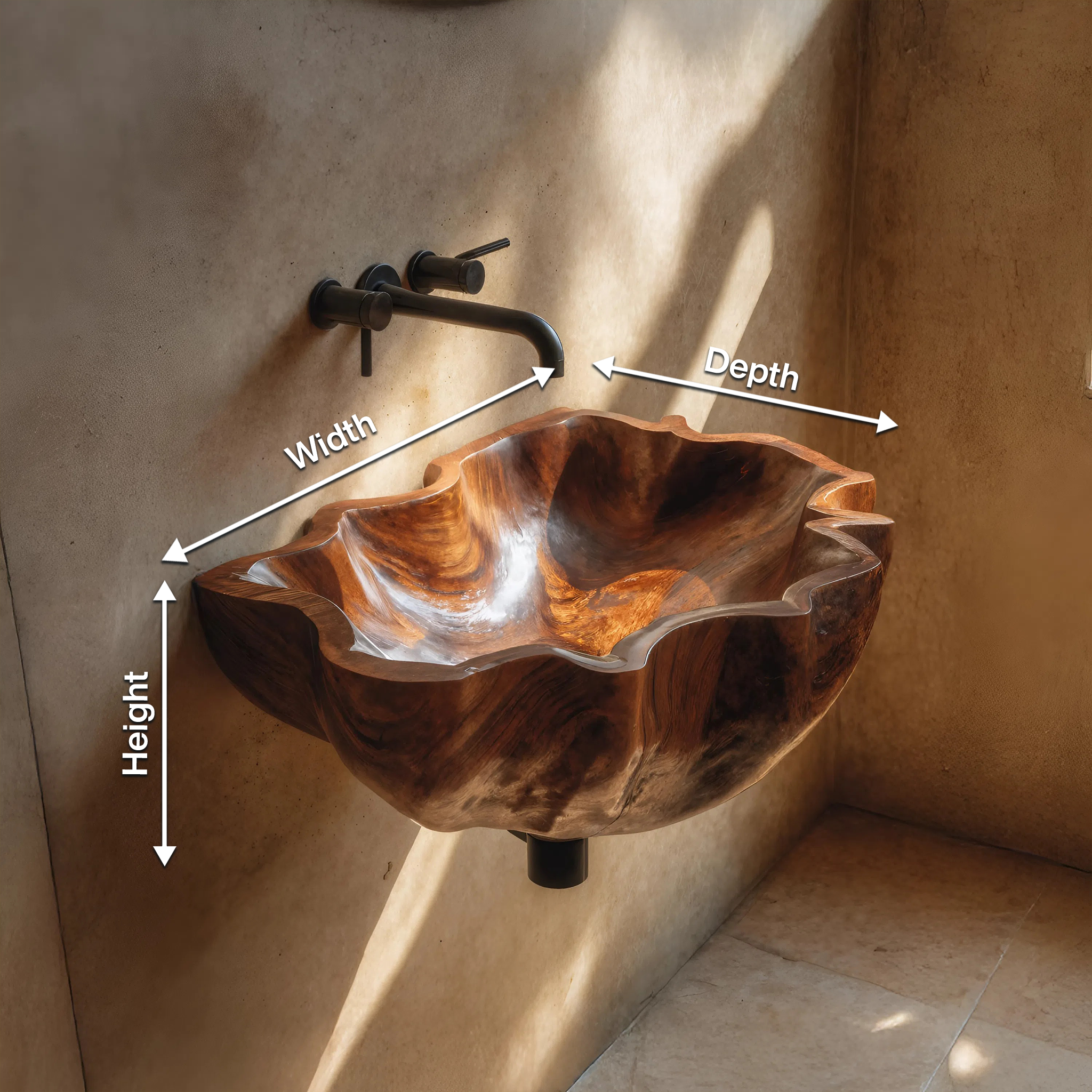 Mid Century Live Edge Wood Basin For Sophisticated Bathroom Furniture SILDTTRVS032