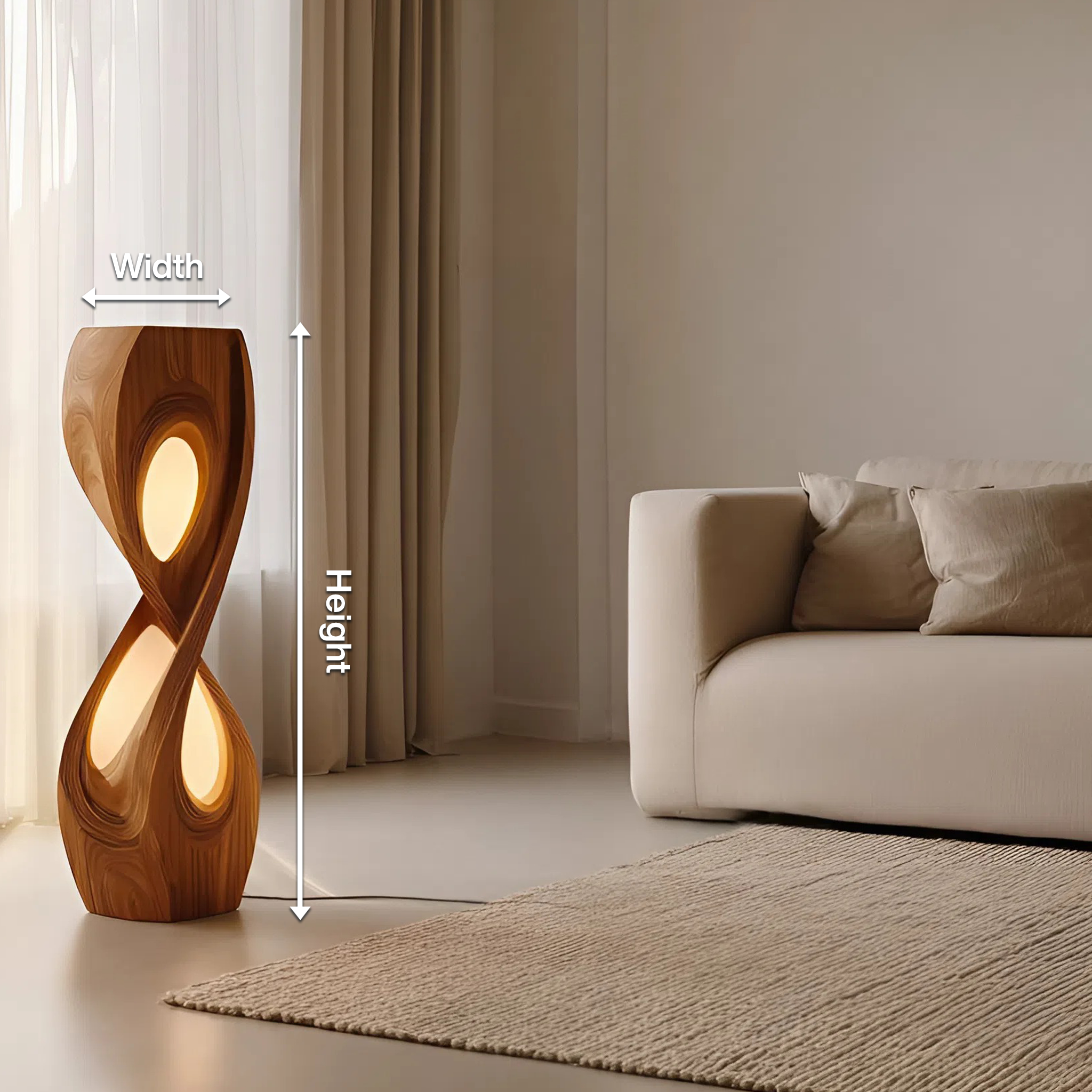 Organic Sculptural Twisted Floor Lamp For Bedroom SITHHNLAM029