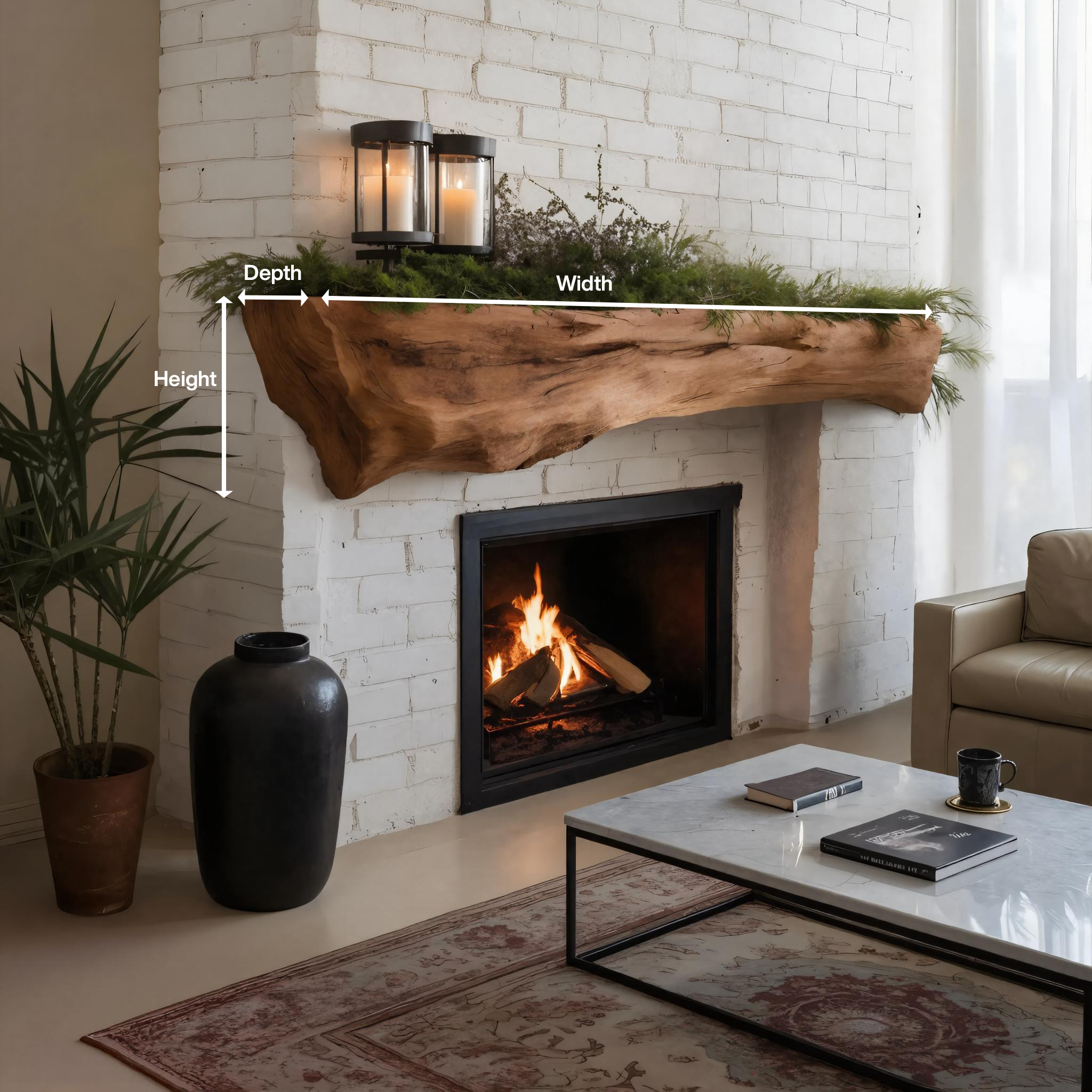 Rustic Fireplace Mantel With Solid Beam For Living Room SITHTTFS010
