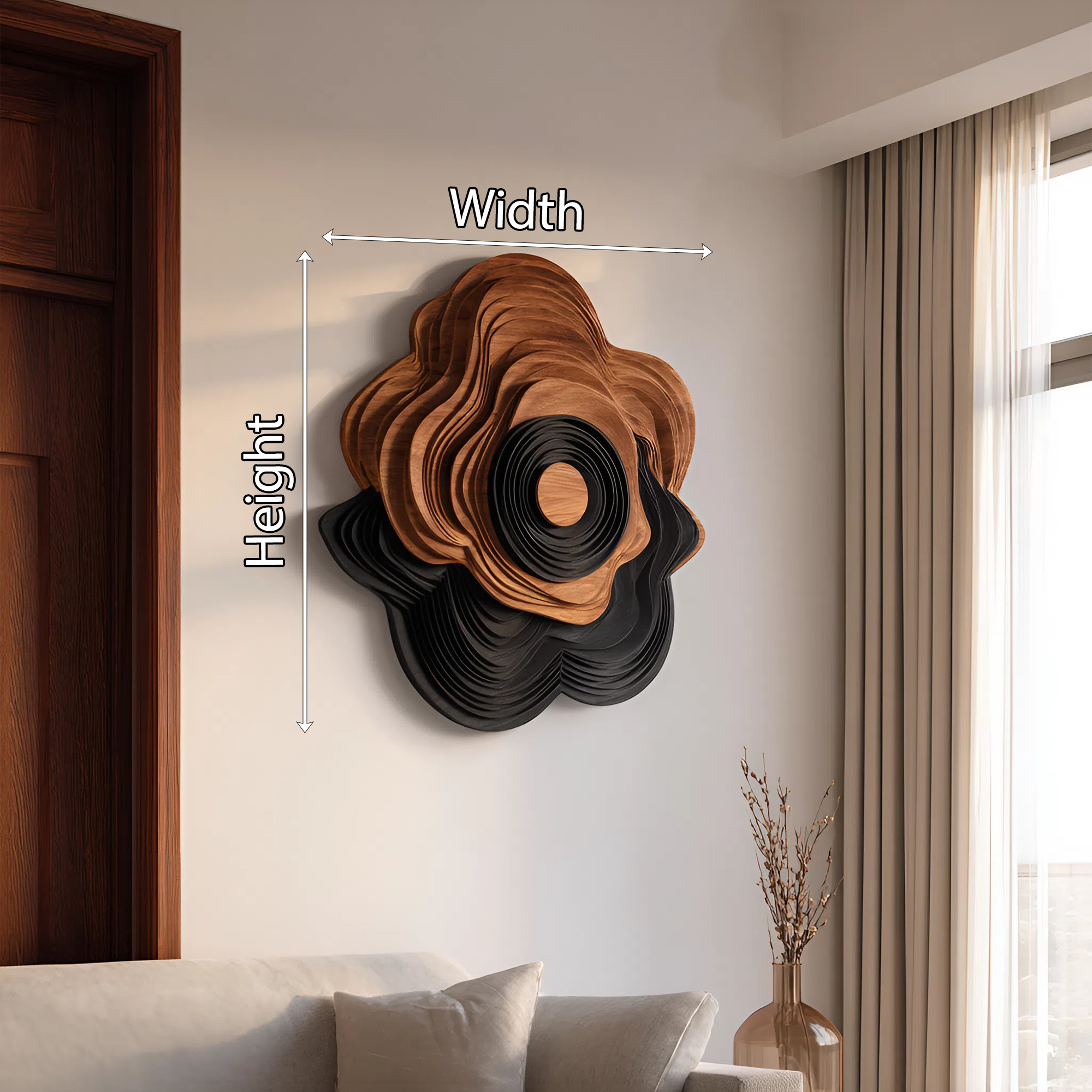 Mid Century Sculptural Wall Art Panel For Living Room Display SILDTTNWA057