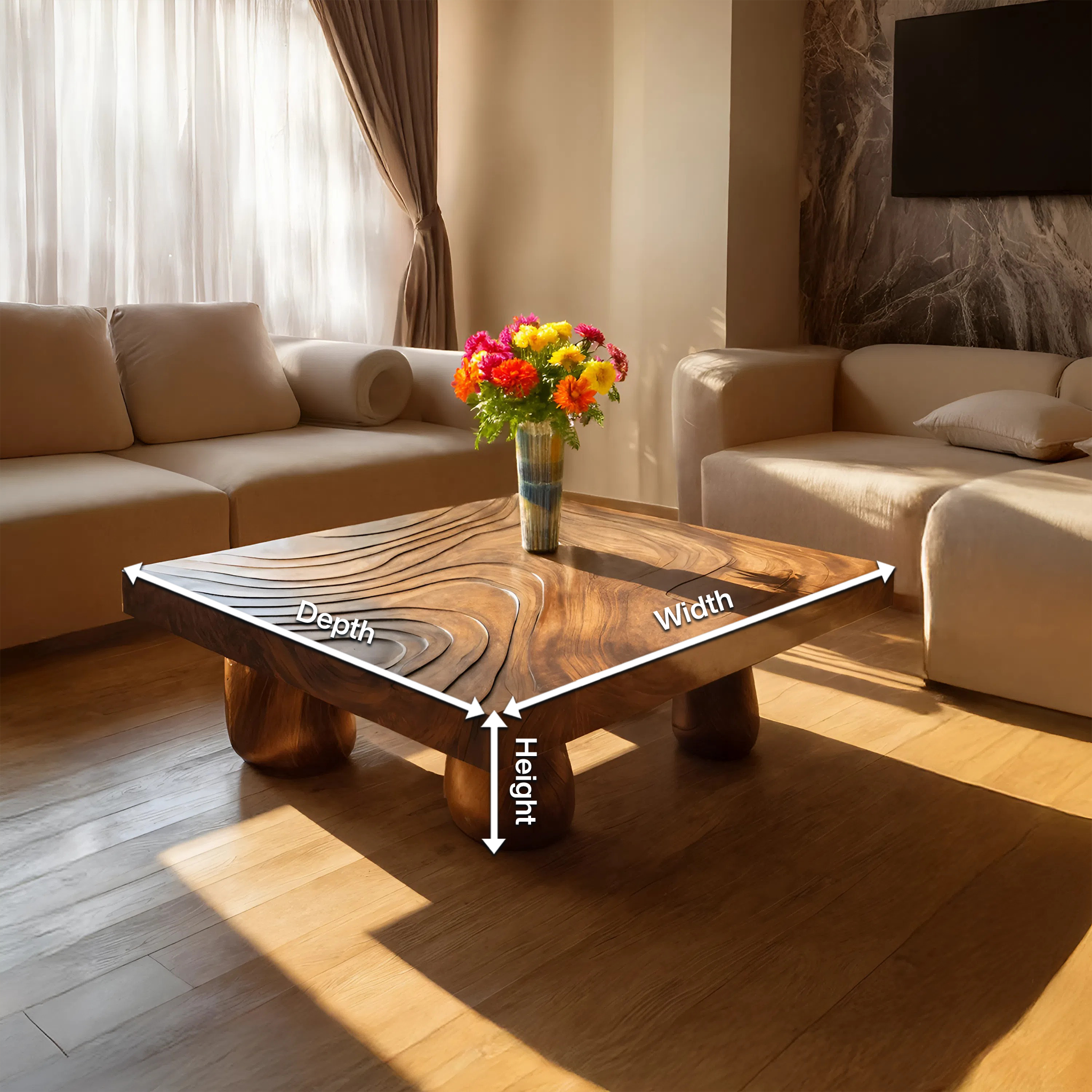 Farmhouse Wooden Live Edge Coffee Table For Entryway Design SILDTTRCF069