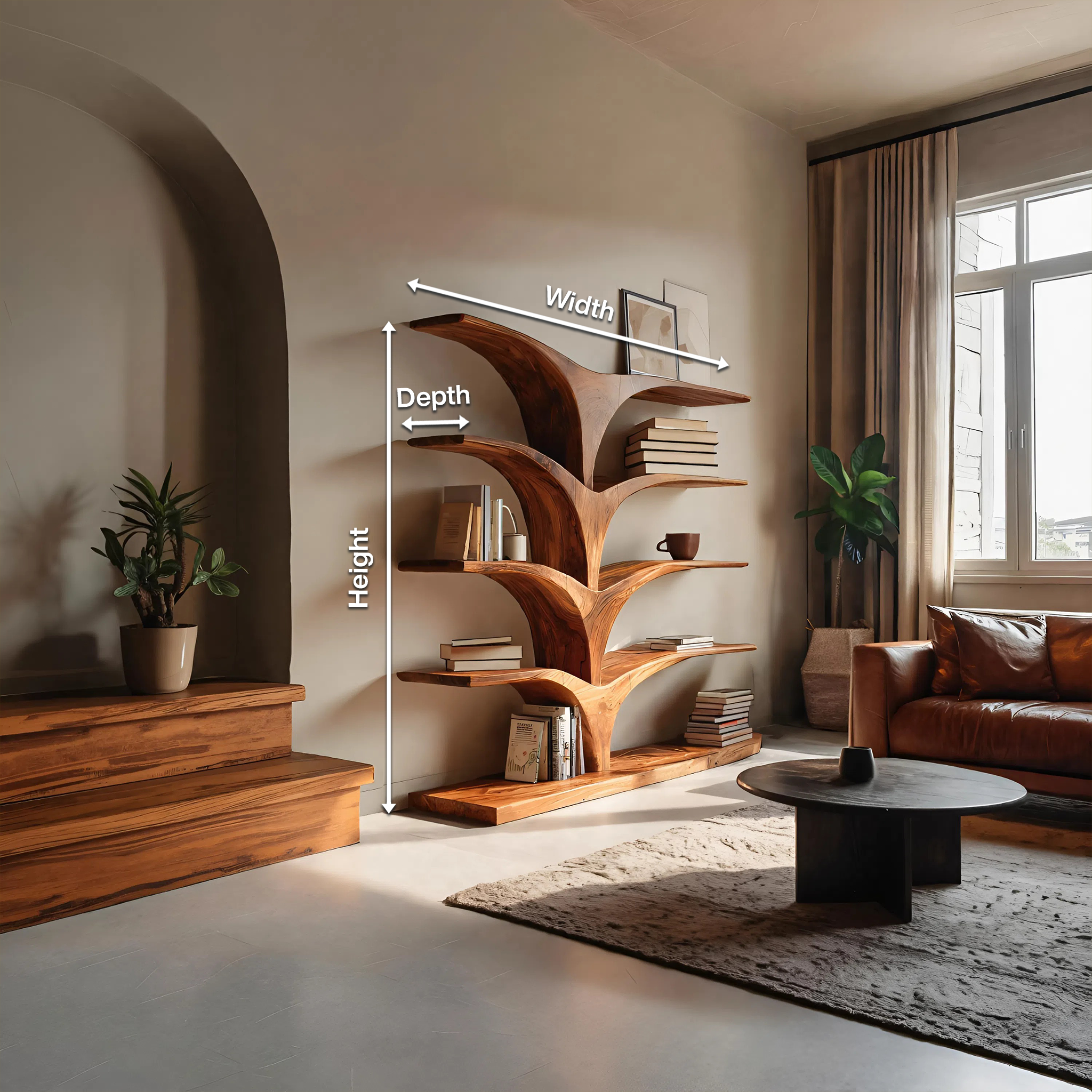 Contemporary Curved Bookshelf For Modern Interior RTTHTTBS052