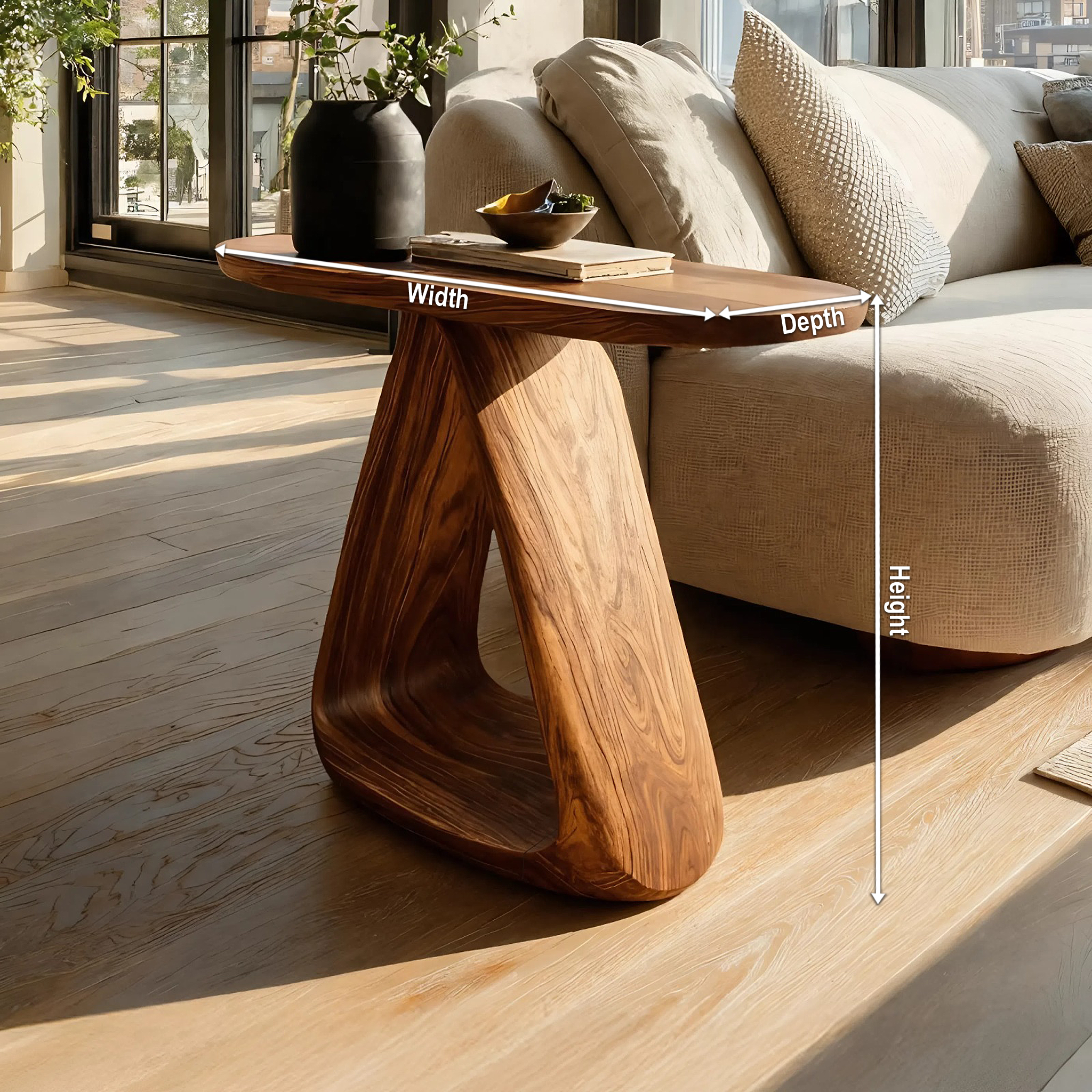 Mid Century Live Edge Side Table For Rustic Home Decor SILDTTNSTA026