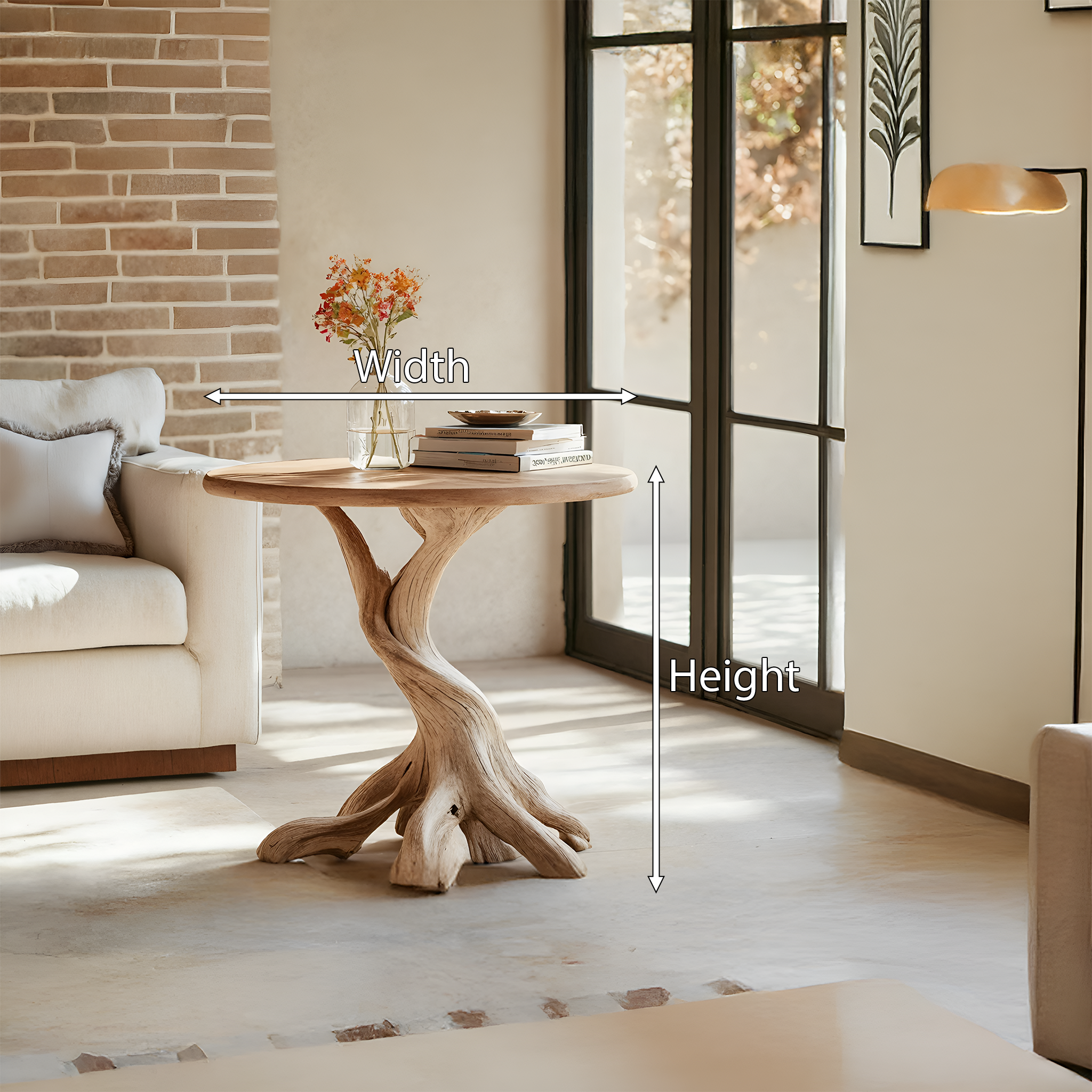 Rustic Solid Wood End Table For Living Room Stylish Wall Display SILDTTREN008