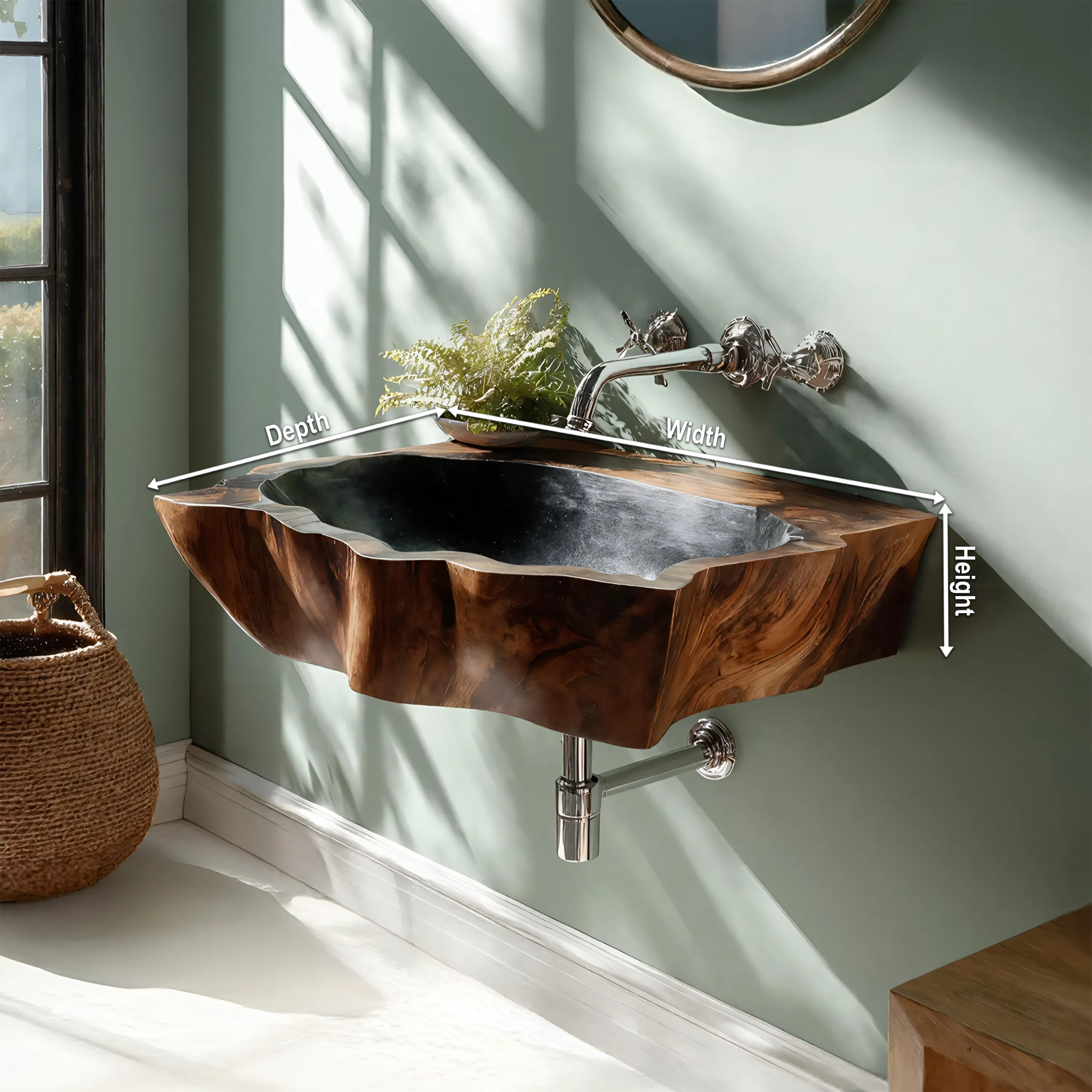 Farmhouse Wall Mounted Wooden Bathroom Sink For Vintage Bathroom Decor SILDTTNVS054