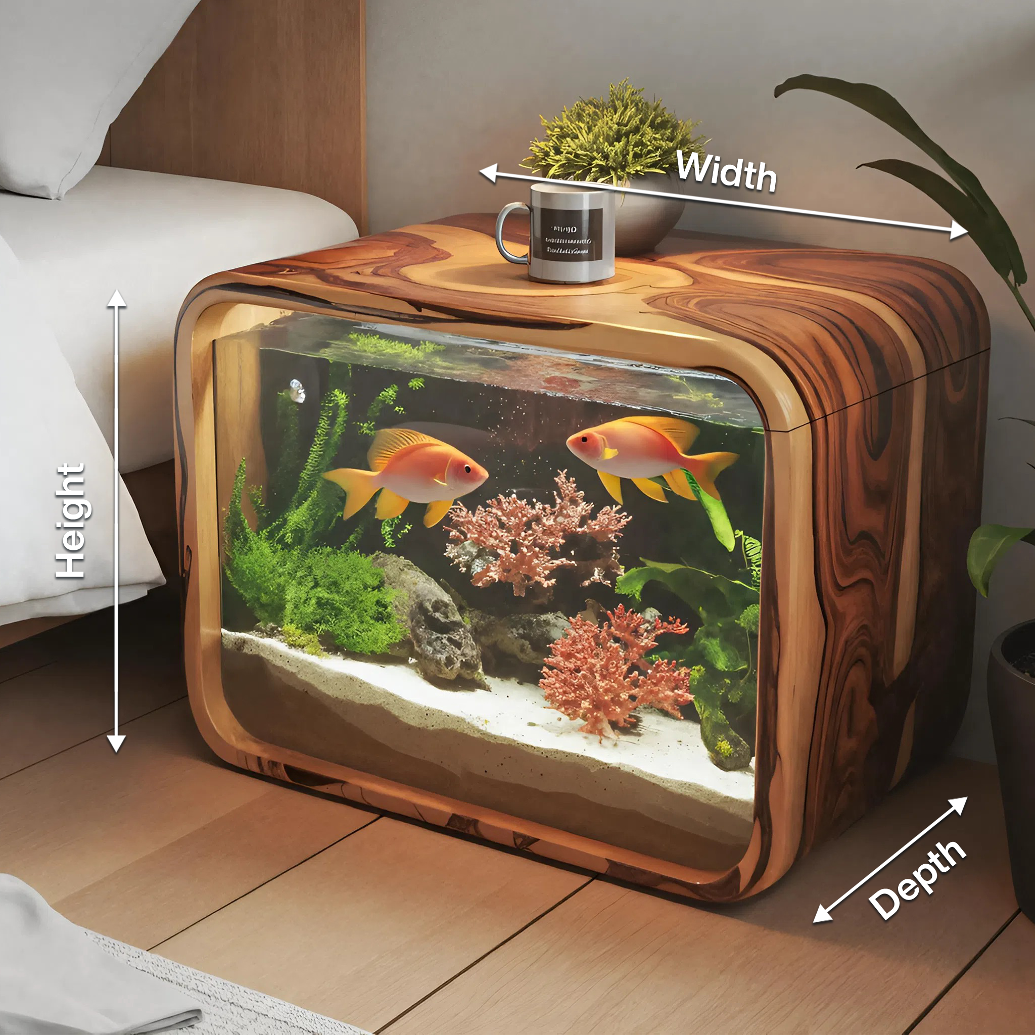 Modern Wooden Aquarium Frame For Bedroom And Living Room Display SITHTTTAM003